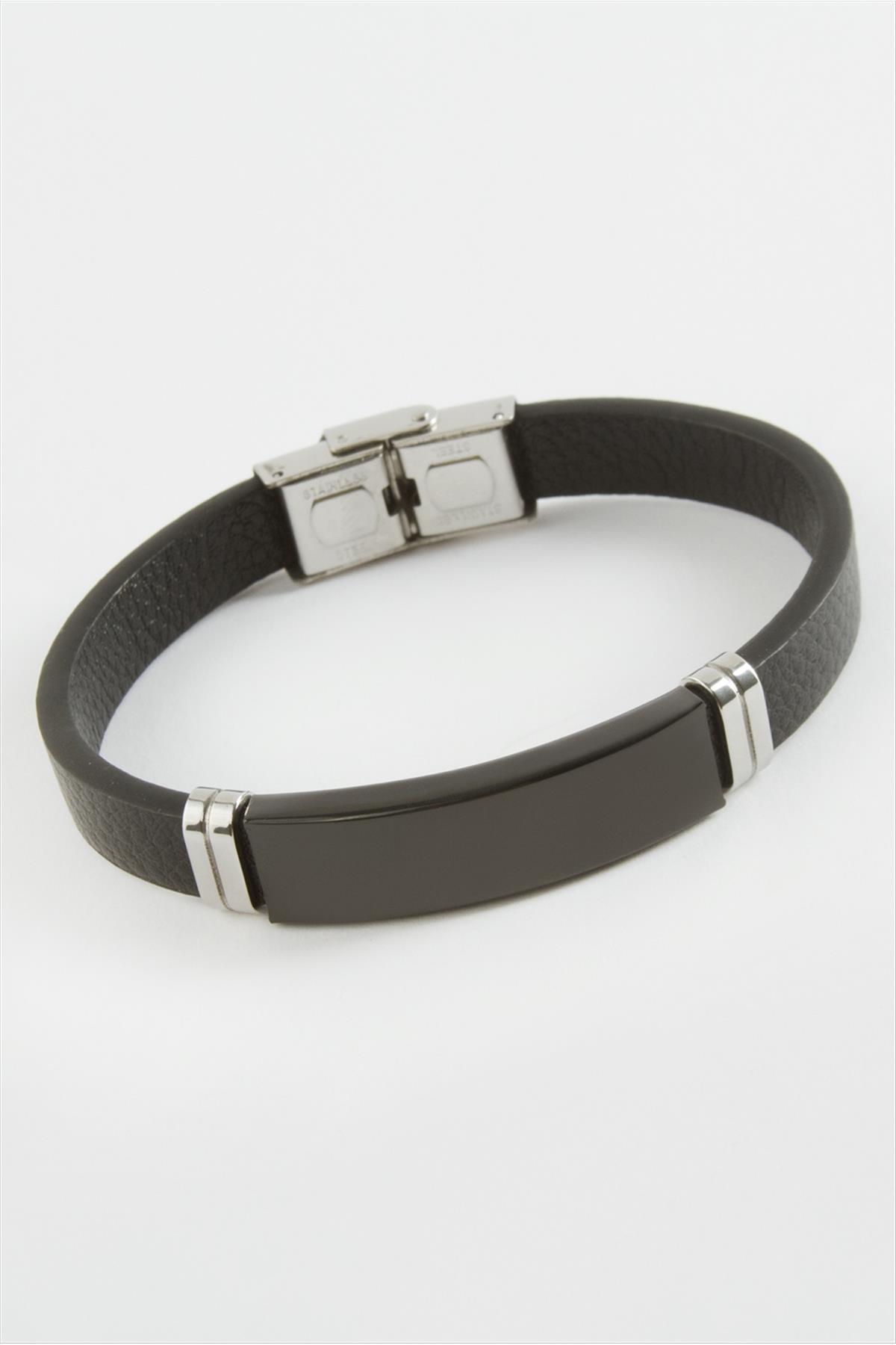 İsim Yazılabilir Deri Çelik Bileklik