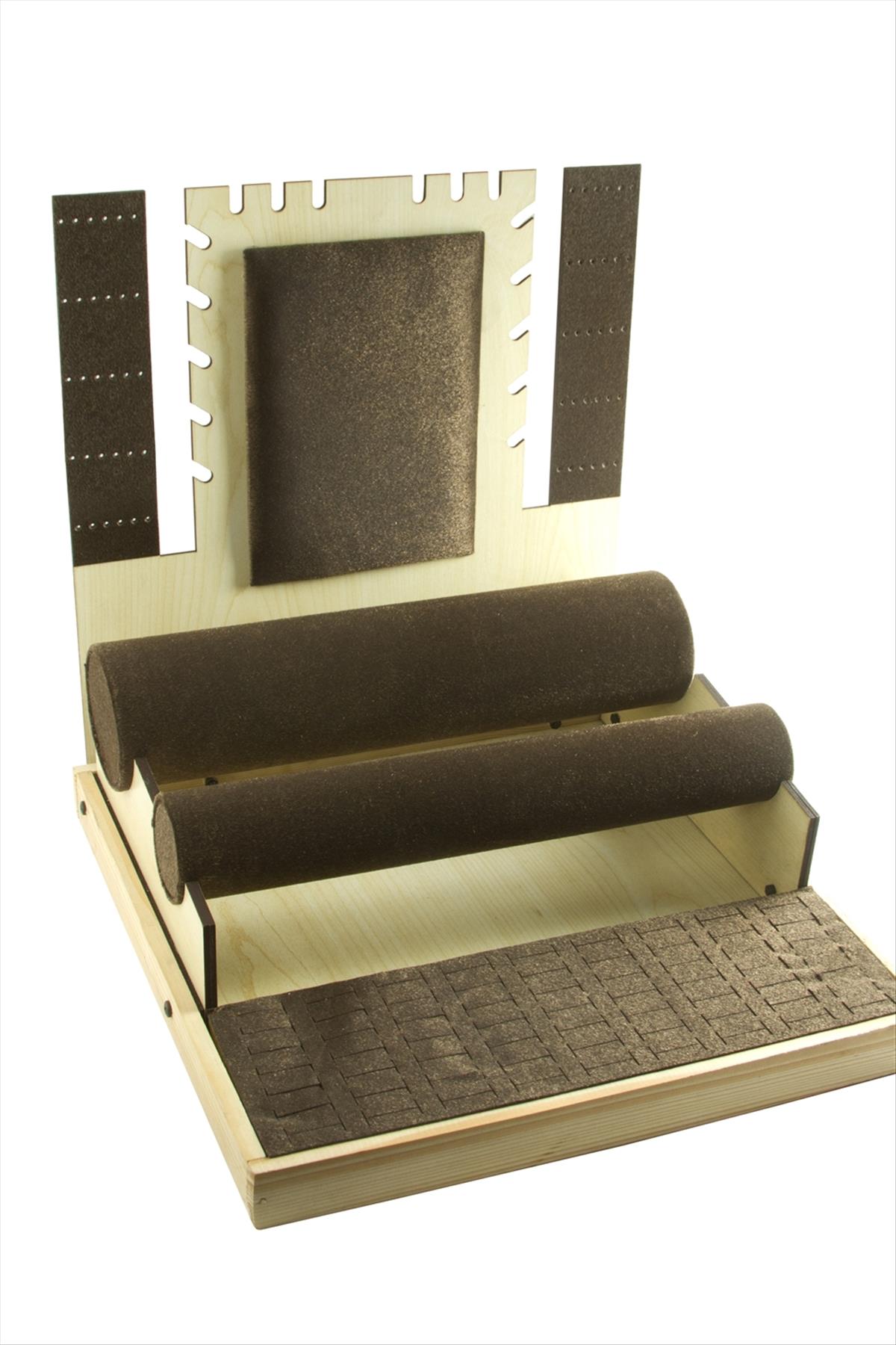 Kadife Ahşap Küpe Kolye Bileklik Yüzük Standı