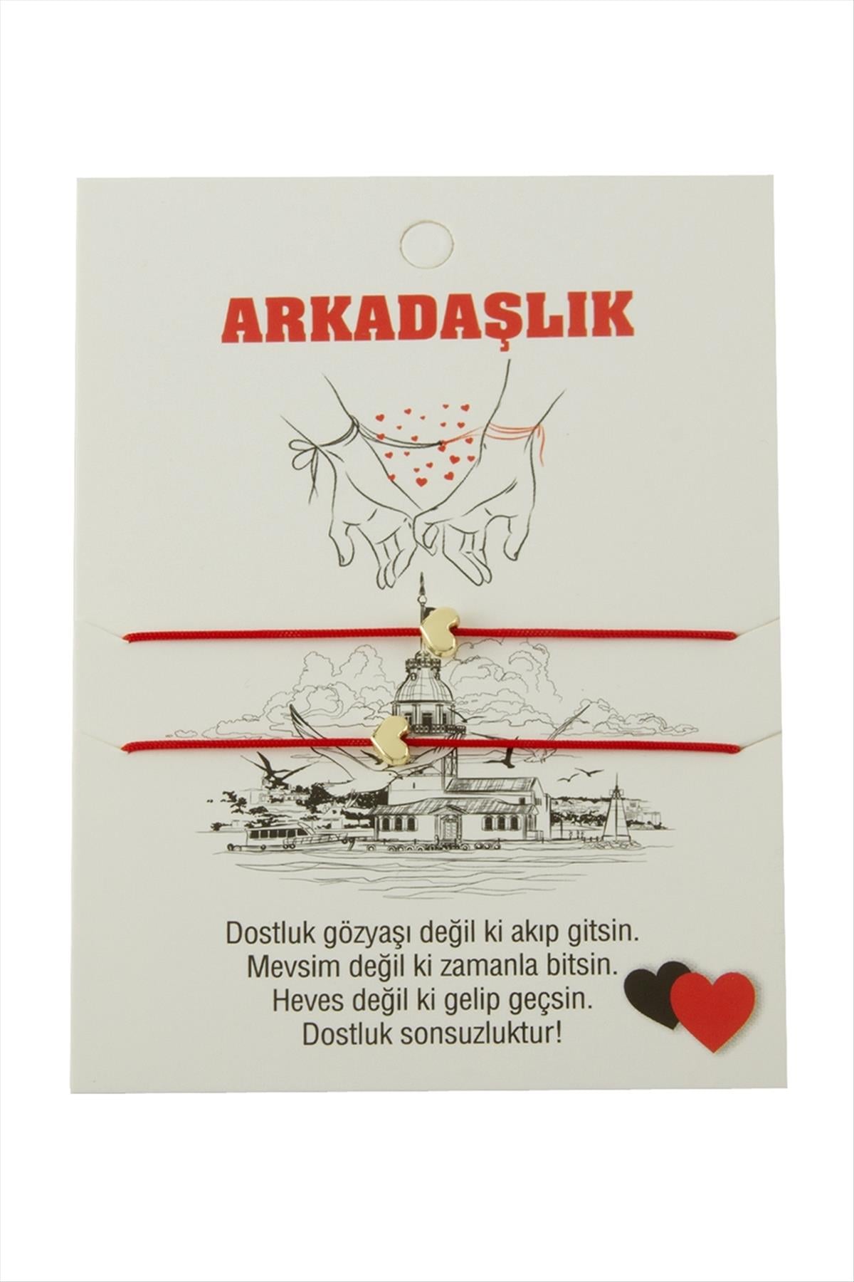Kalp Arkadaşlık İp Bileklik 2 Adet