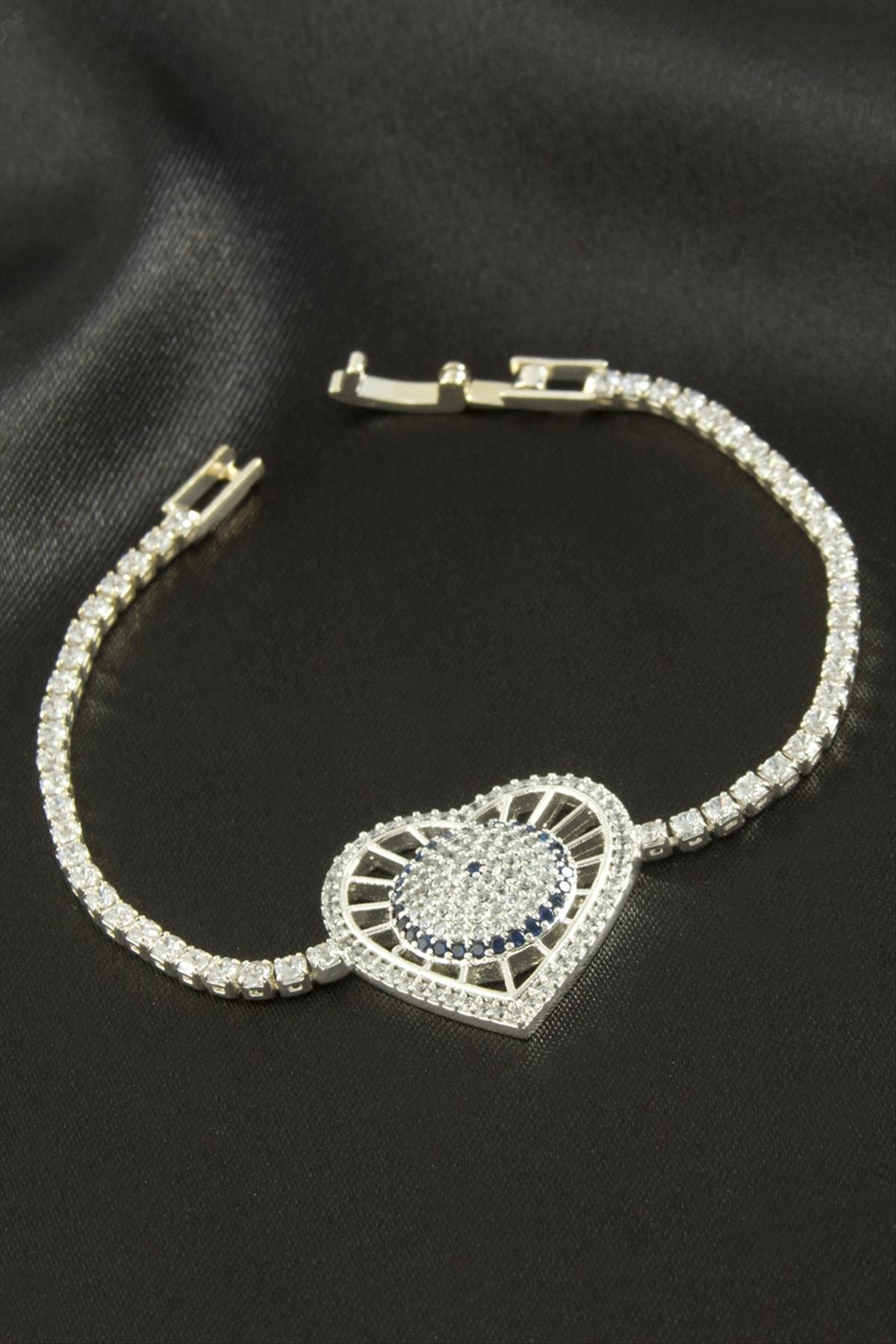 Kalp Zirkon Taşlı Çocuk Bileklik 16 cm