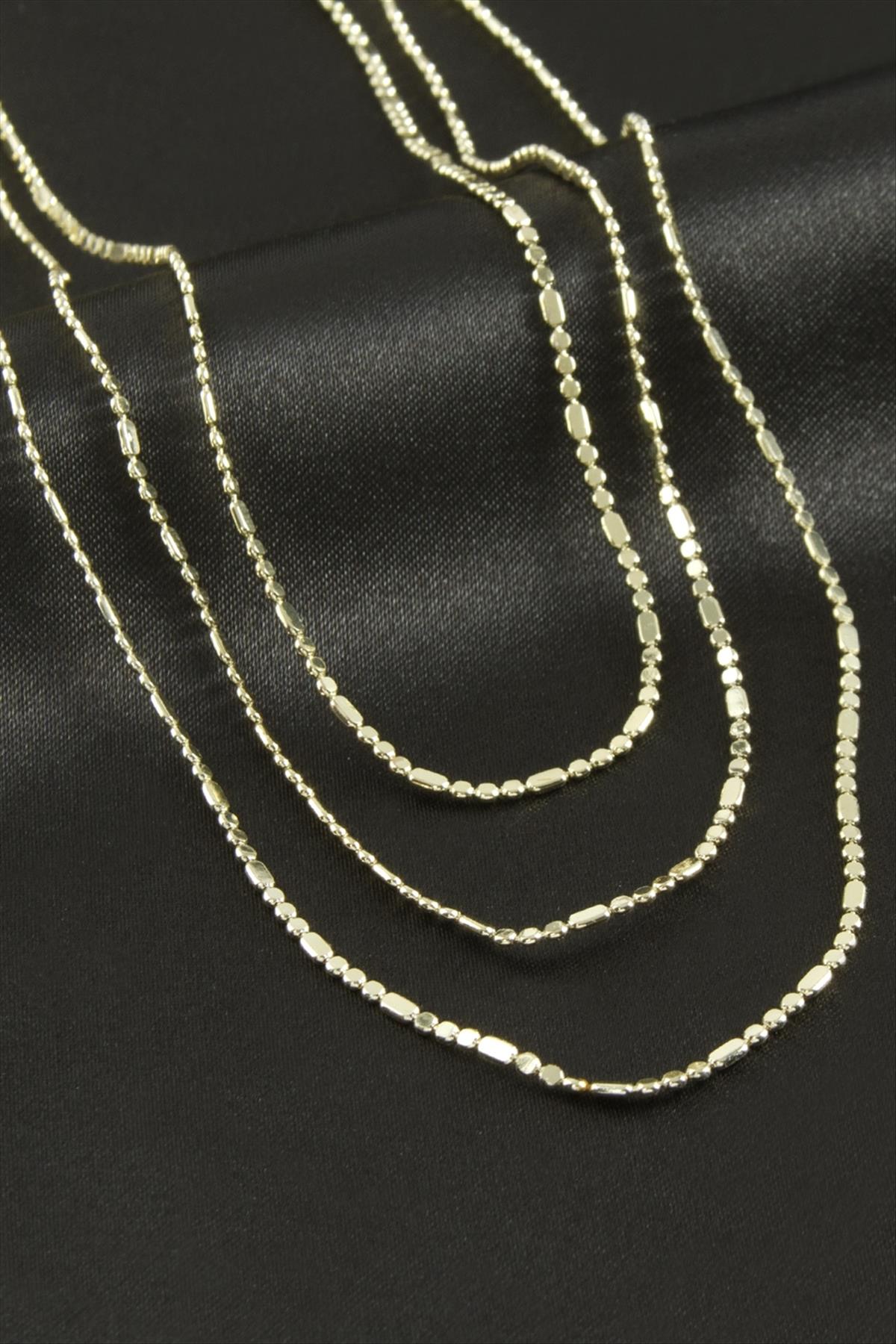 Kare Zincir Lüks Üçlü Çelik Kolye