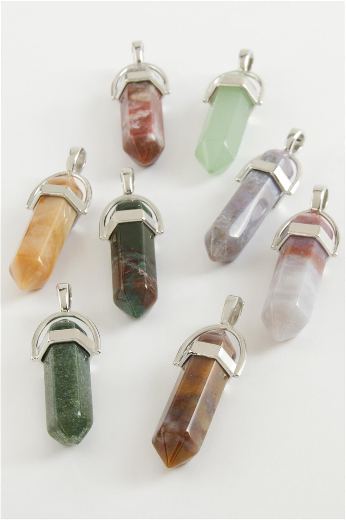 Karışık Akik Point Kolye Ucu