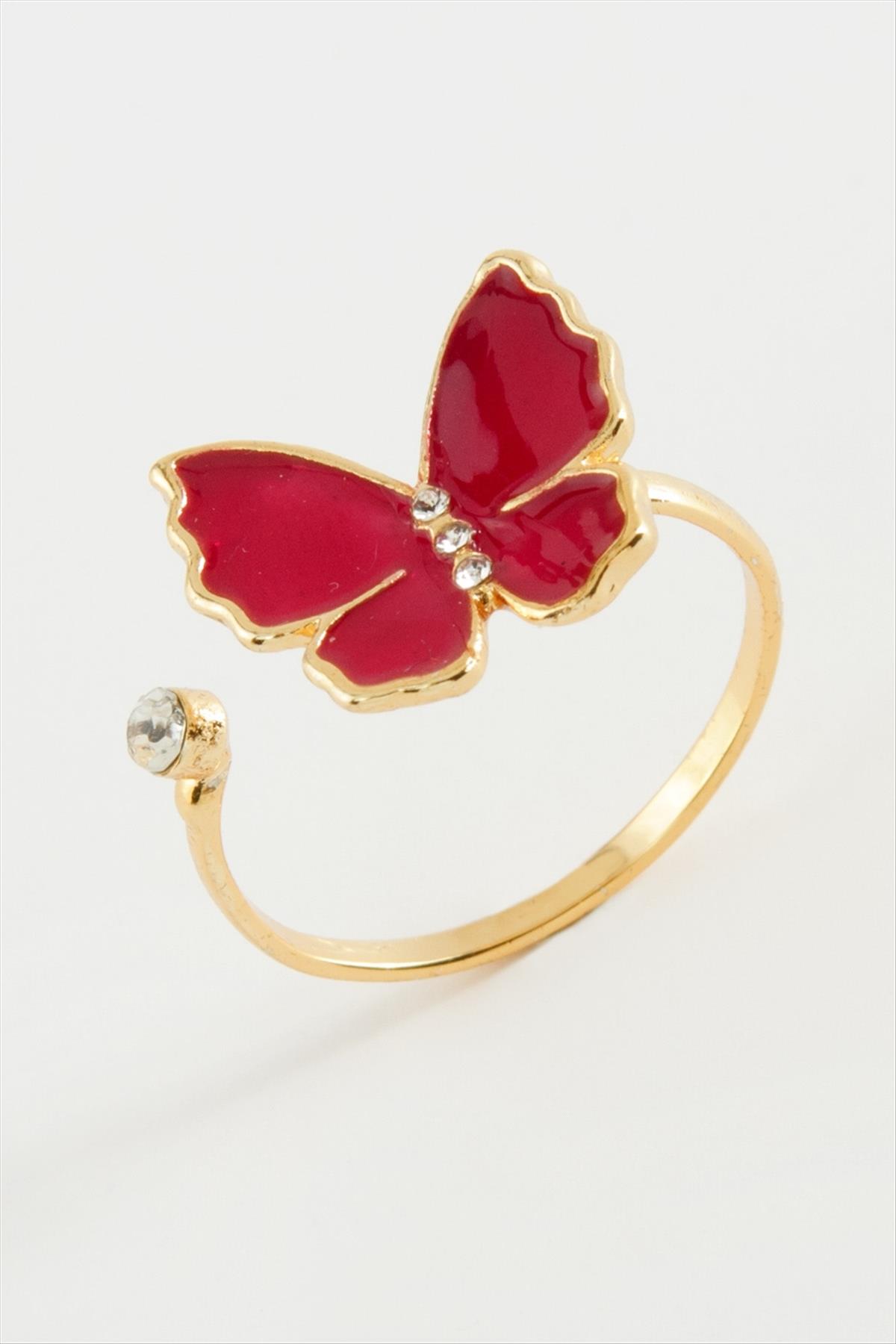 Kelebek Taşlı Mineli Yüzük