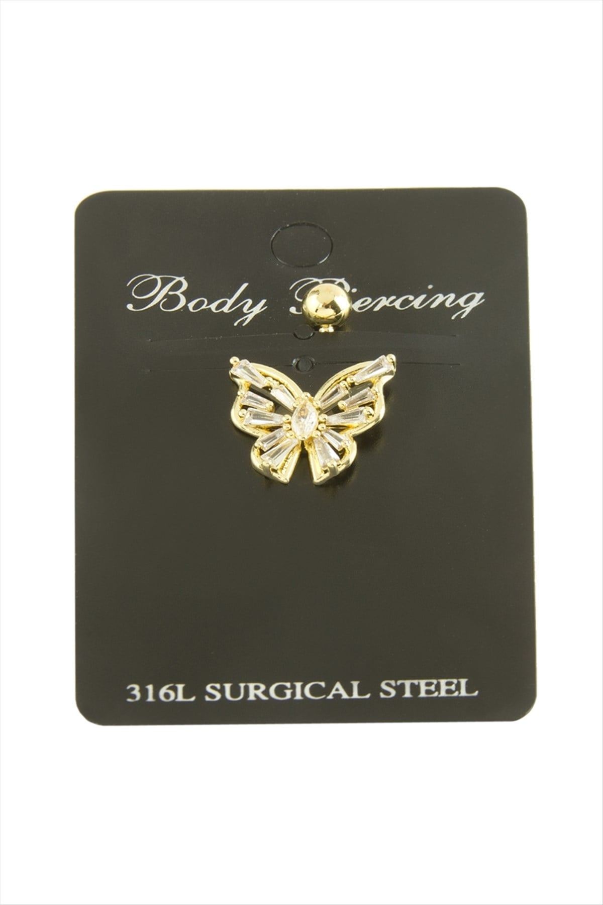 Kelebek Zirkon Taşlı Piercing 1 Adet