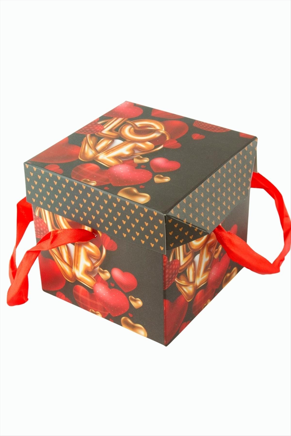Love Yazılı Simli Kare Hediyelik Kutu 22 cm
