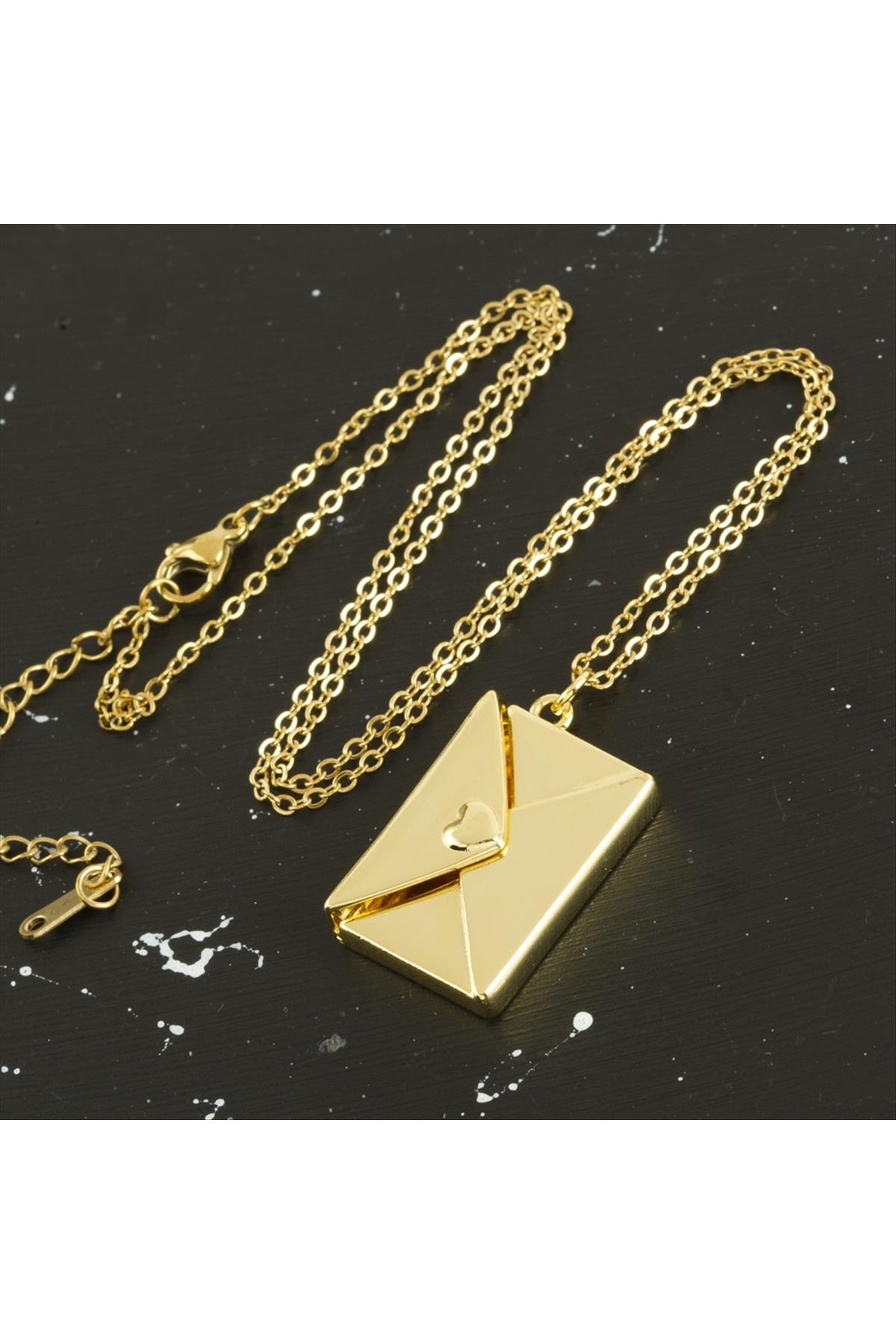 Mektup Kapaklı Çelik Kolye