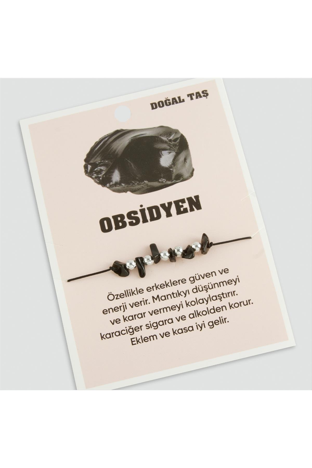 Obsidyen Doğaltaşlı İp Bileklik