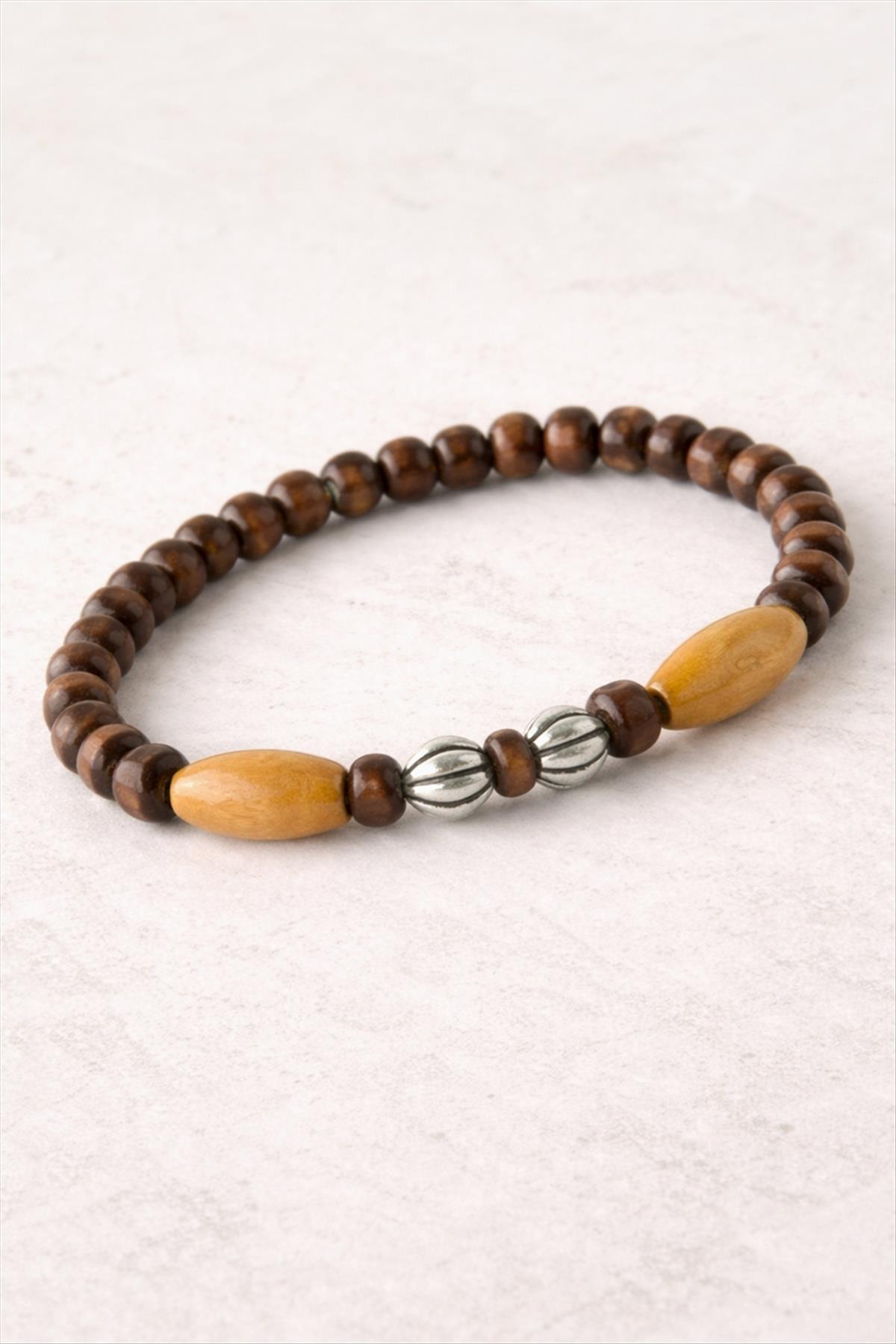 Oval Bambu Ahşap Bileklik 6 mm