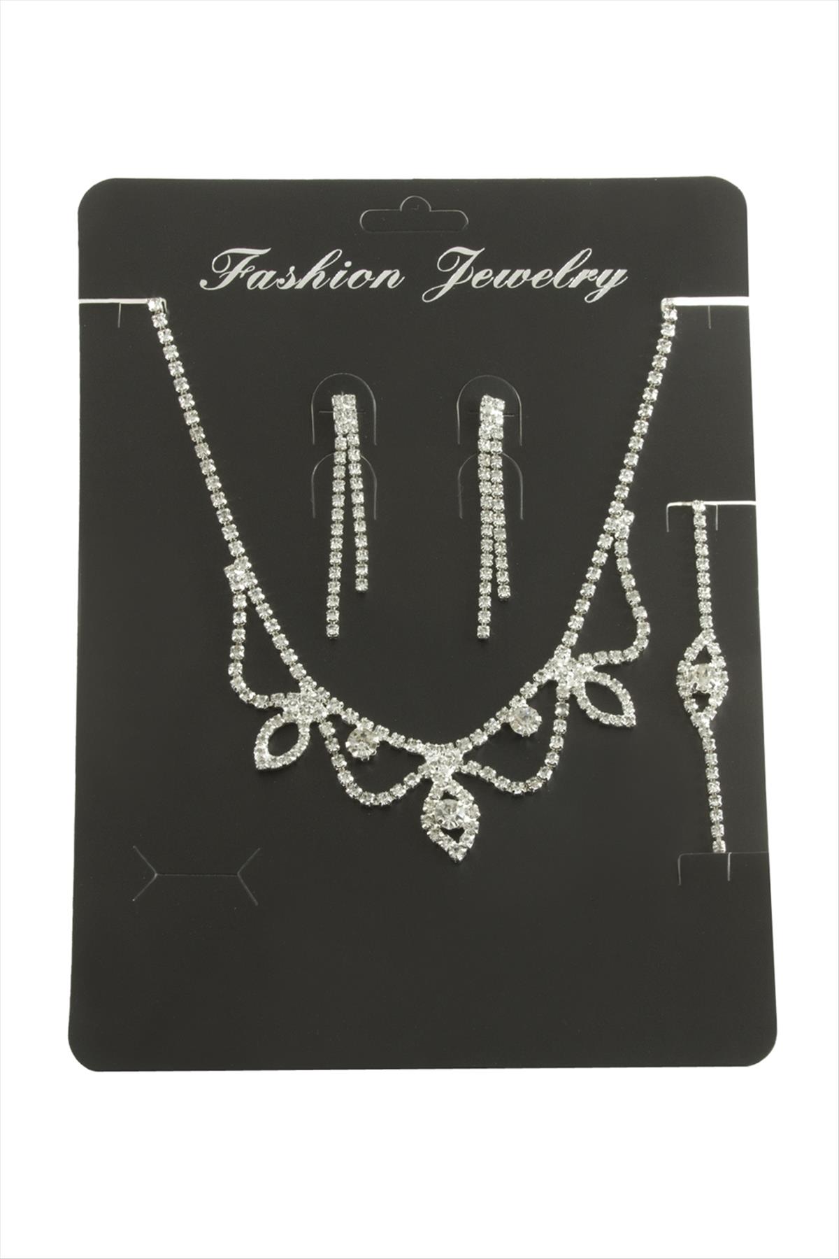 Oval Taşlı Set Kolye