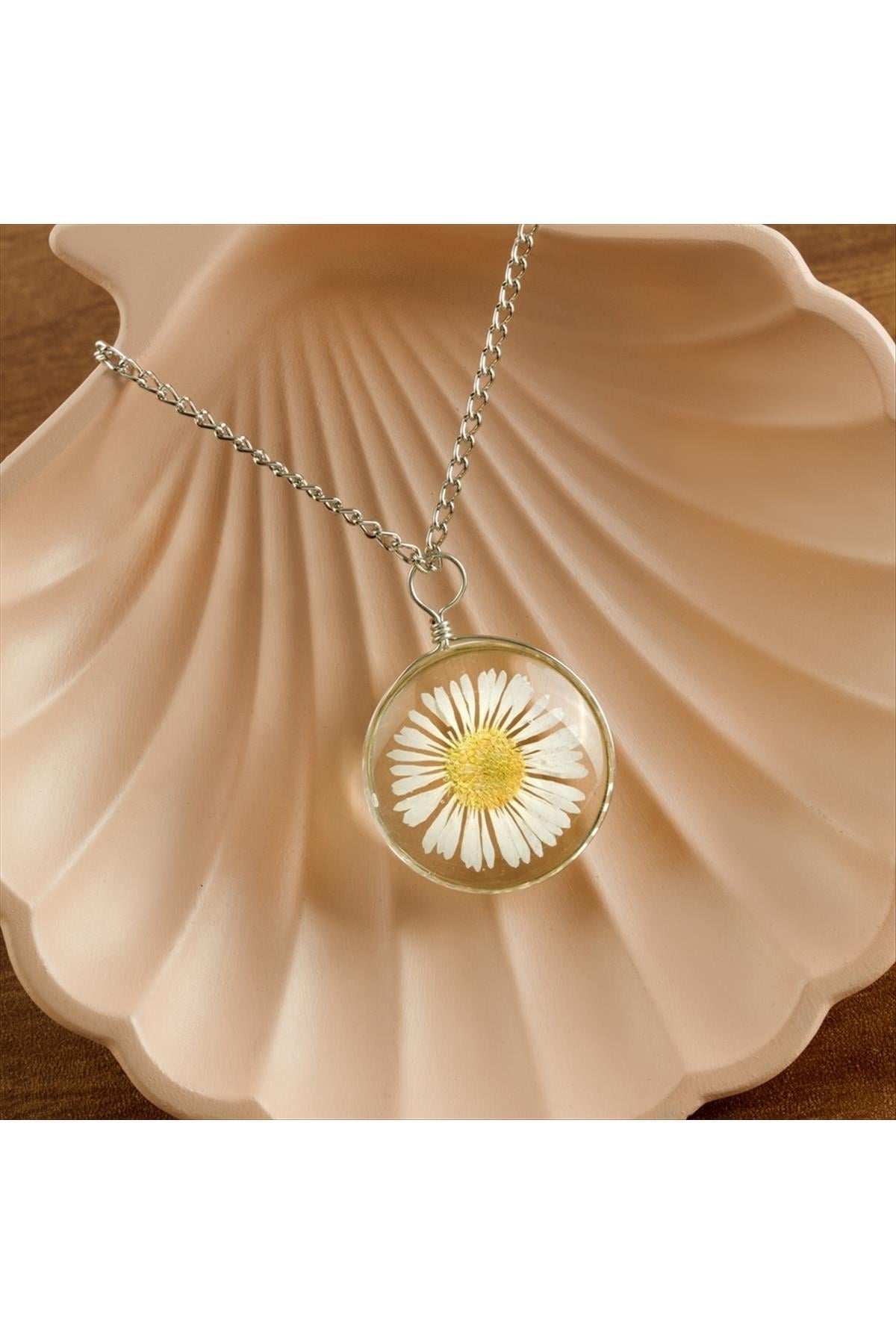 Papatya Epoksi Çelik Kolye