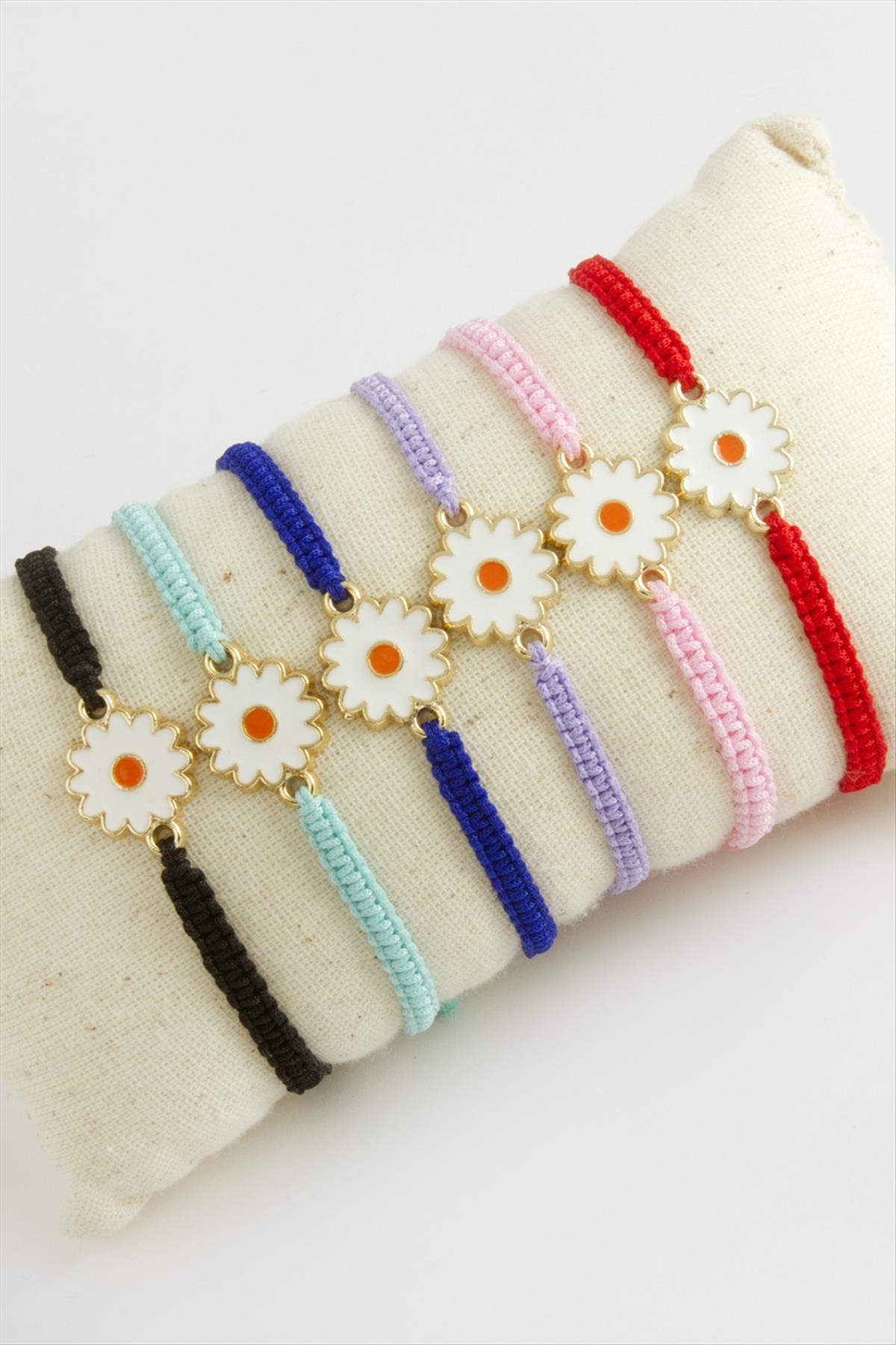 Papatya Makrome Örgülü Bileklik