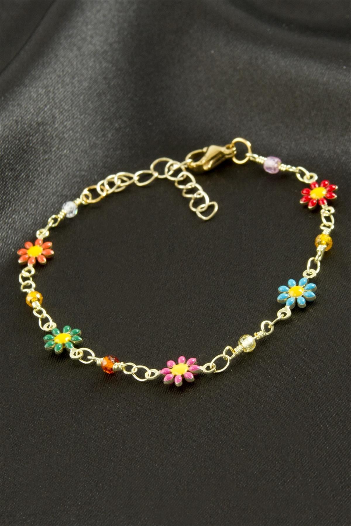 Papatya Mineli Çelik Bileklik