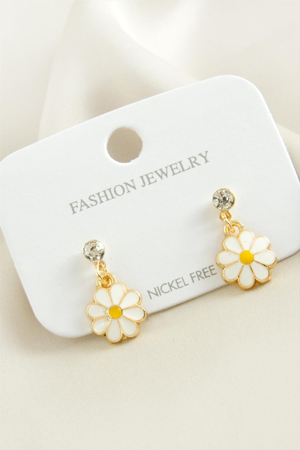 Papatya Taşlı Mineli Küpe