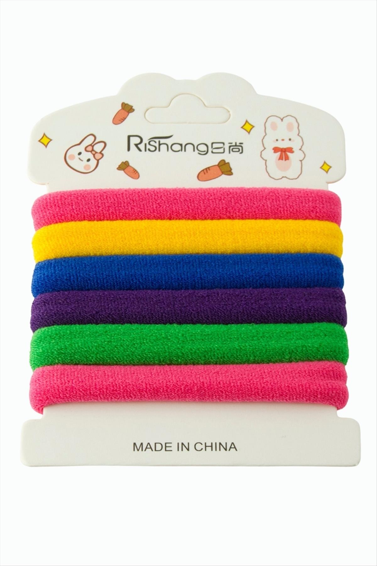 Renkli Havlu Lastikli Toka 6 Adet