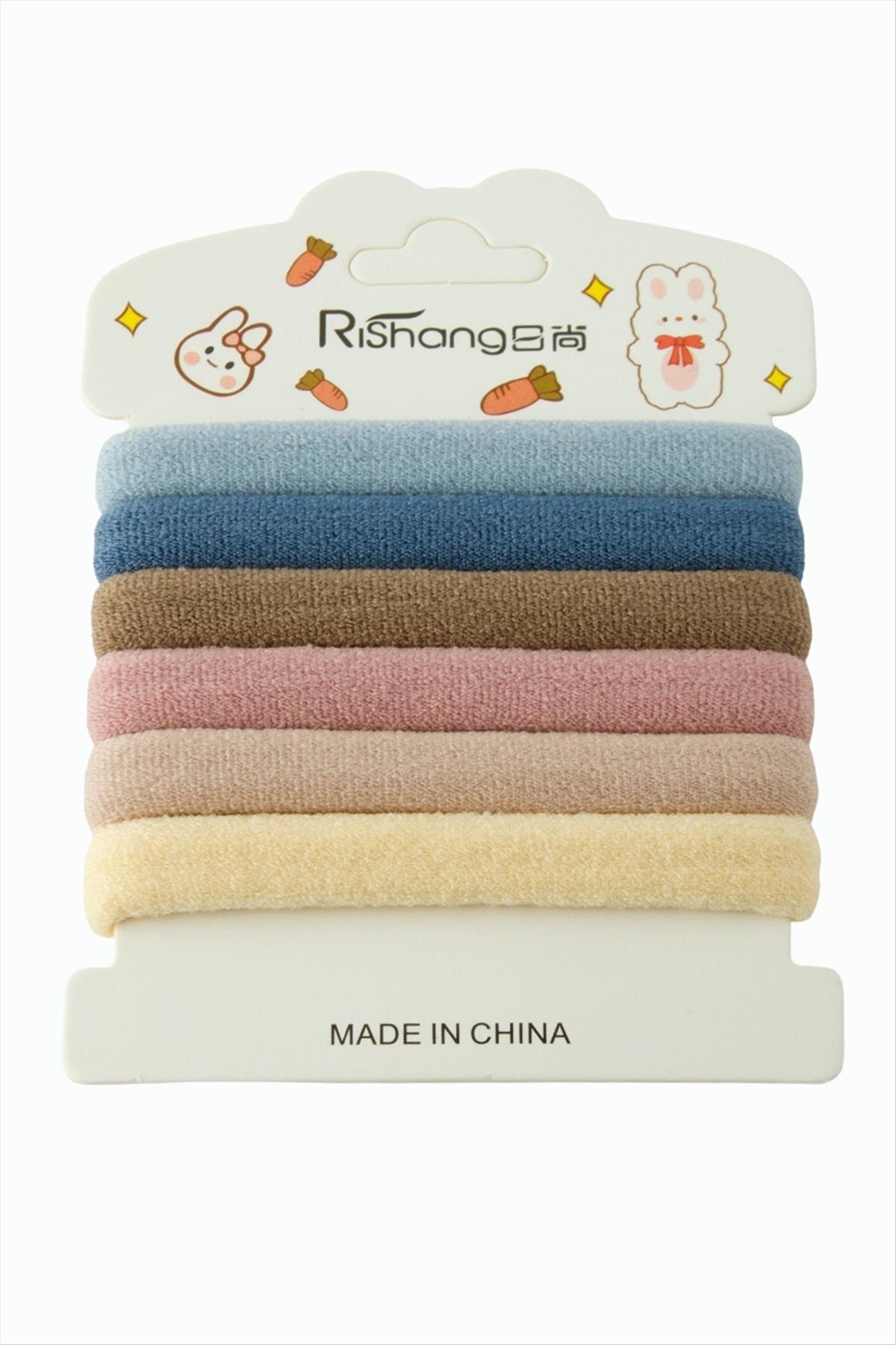 Renkli Havlu Lastikli Toka 6 Adet