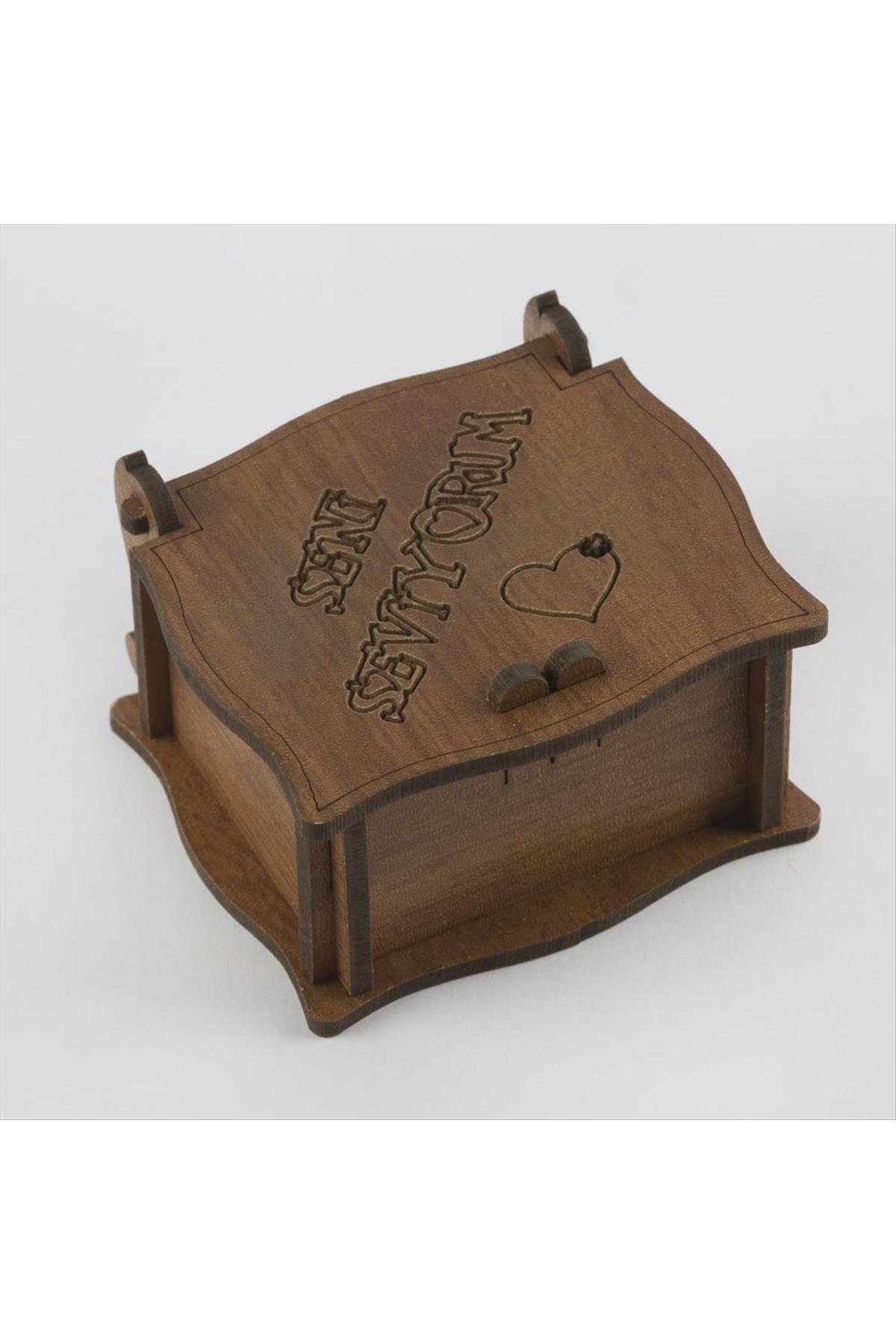 Seni Seviyorum Figürlü Ahşap Yüzük Kutusu