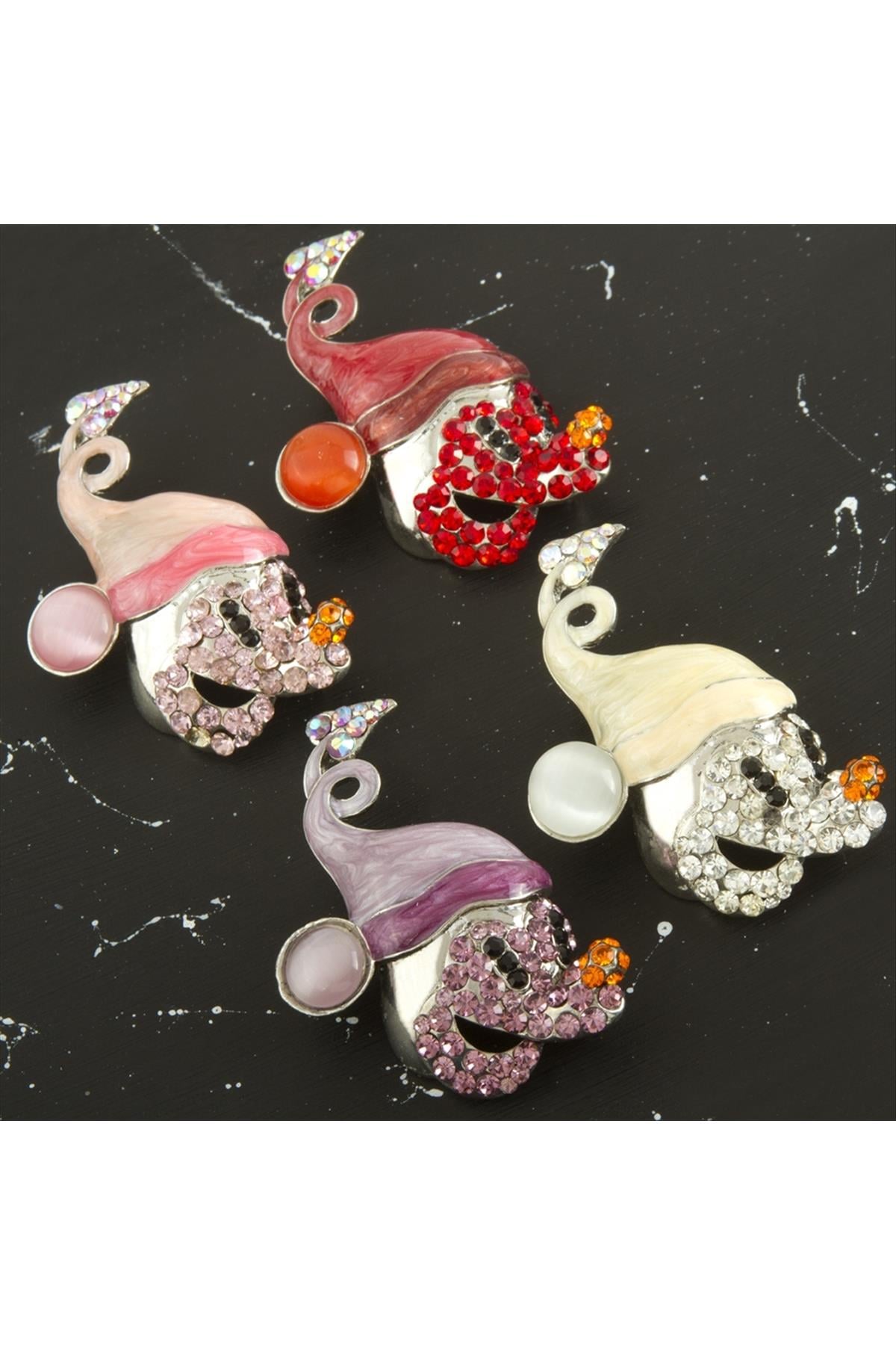 Taşlı Ort Boy Ebruli Broş