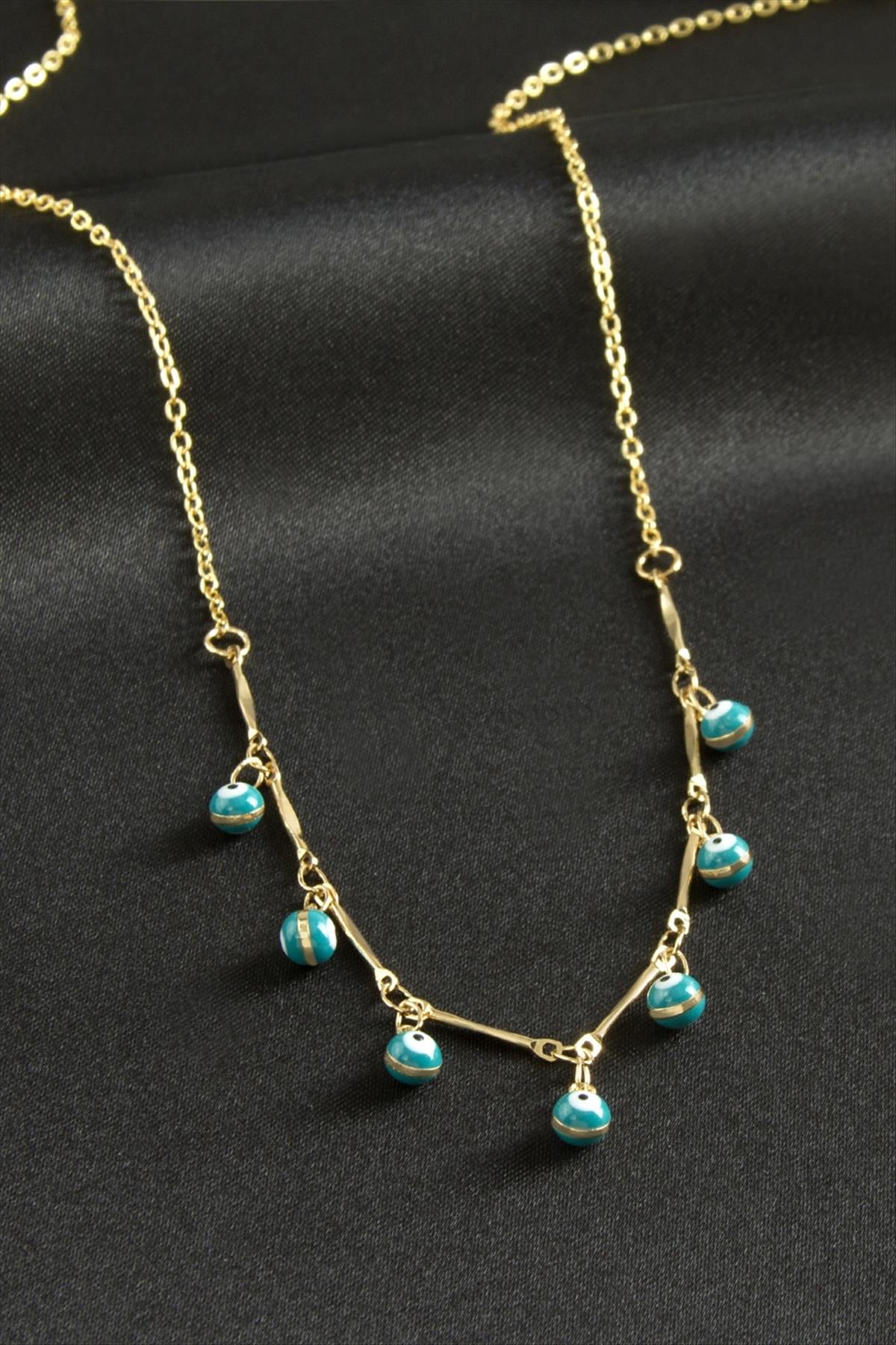 Top Nazarlı Mineli Kolye