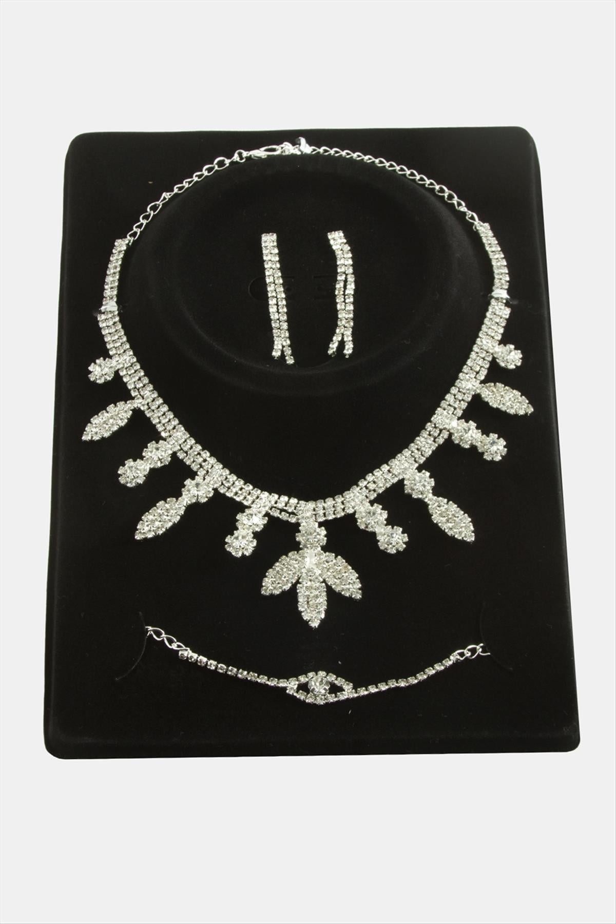 Yaprak Taşlı Lüks Set Kolye