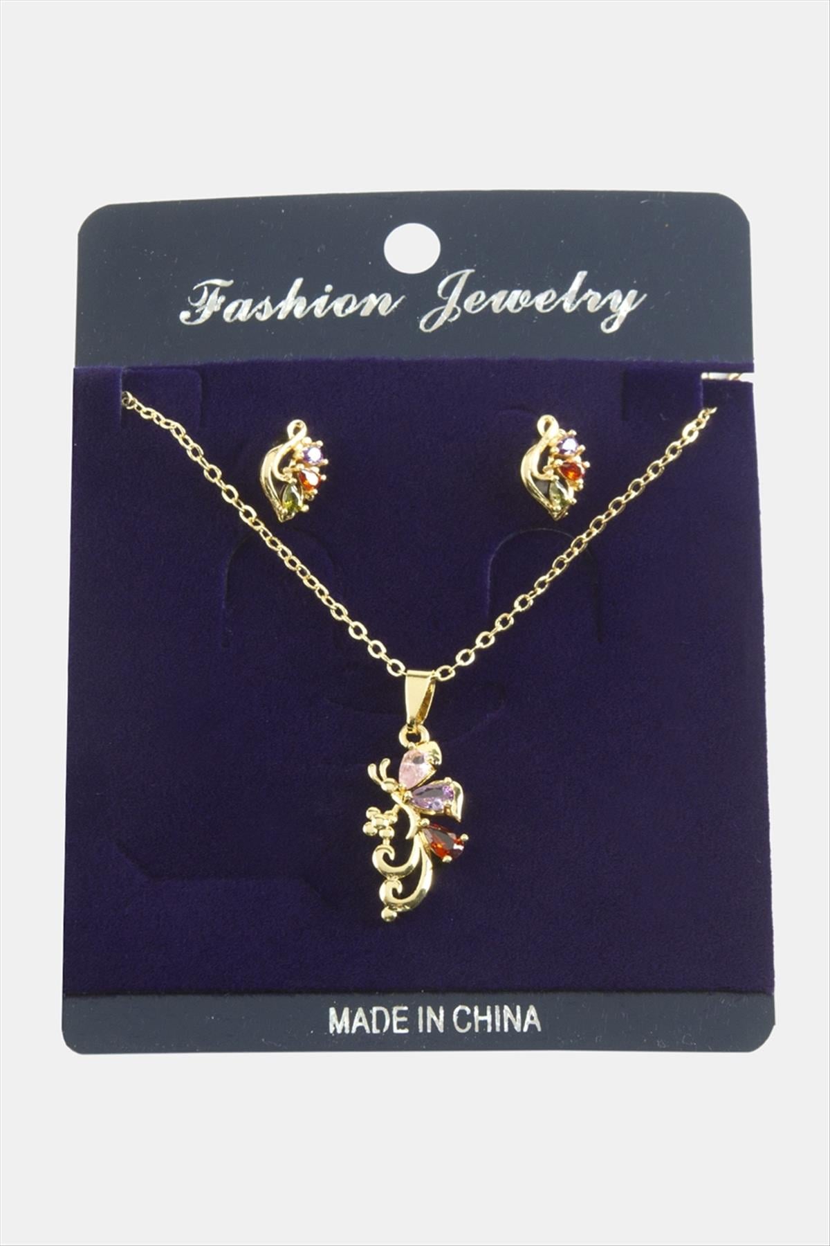 Yusufçuk Zirkon Taşlı Set Kolye