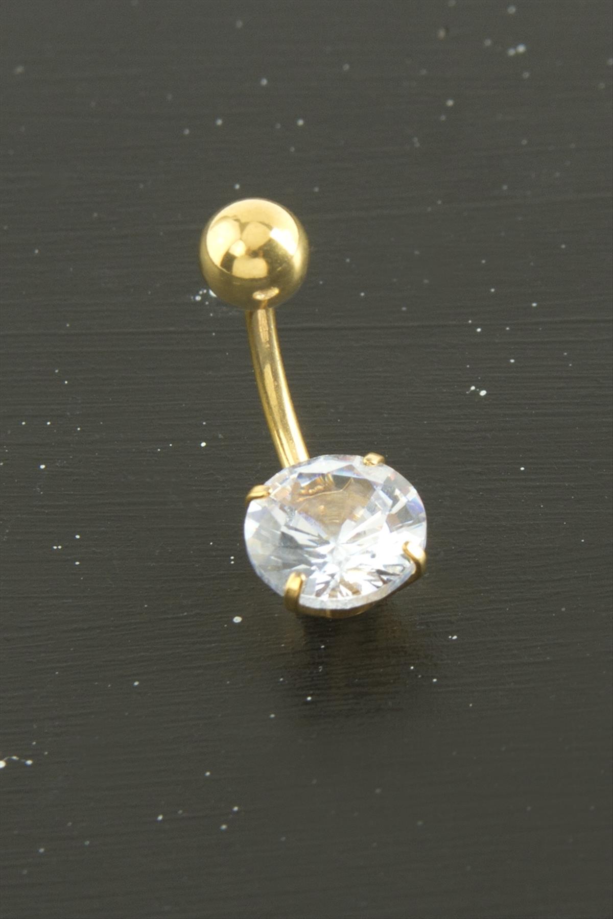 Yuvarlak Zirkon Taşlı Çelik Piercing 1 Adet