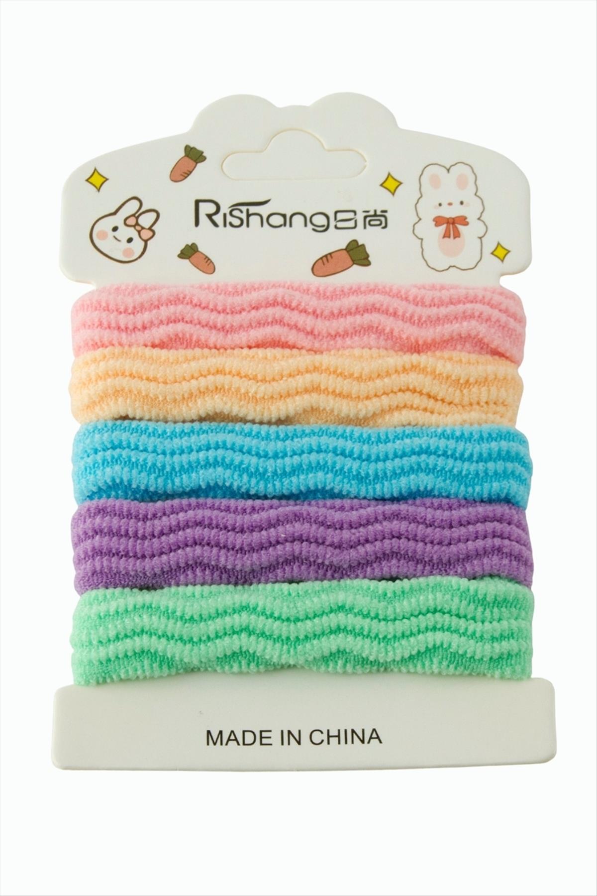 Zikzak Çizgili Havlu Lastikli Toka 5 Adet 