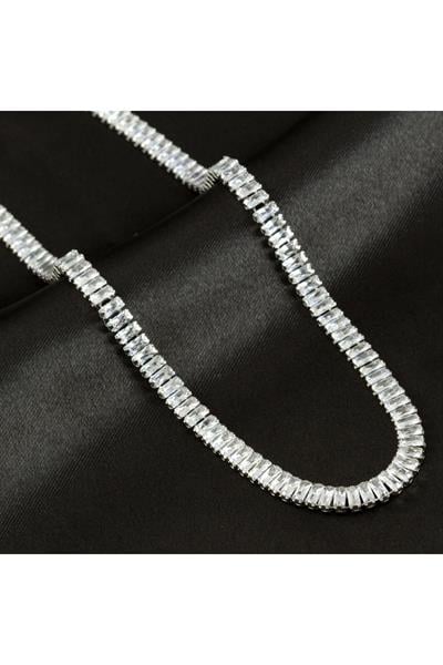 4 mm Baget Taşlı Zirkon Lüks Çelik Kolye