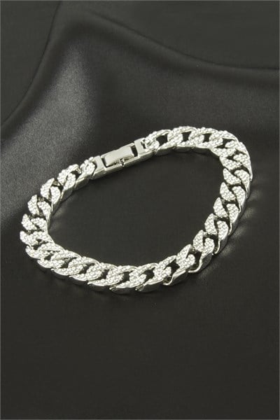 Chain Zirkon Taşlı Lüks Çelik Zincir Bileklik