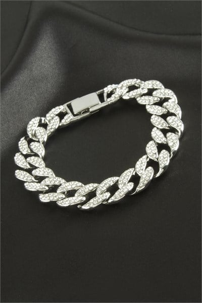 Chain Zirkon Taşlı Lüks Çelik Zincir Bileklik