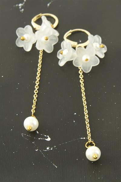 Çiçek İnci Metal Küpe