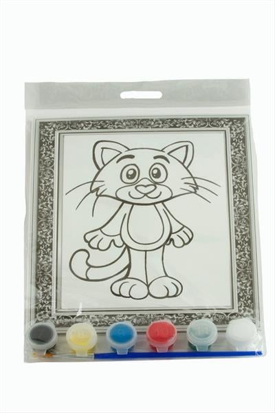 Kedi Desenli Boyama Tuval Seti
