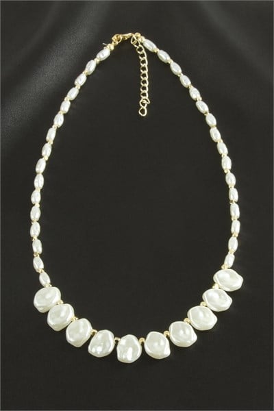 Oval Arpa Kesim İnci Kolye