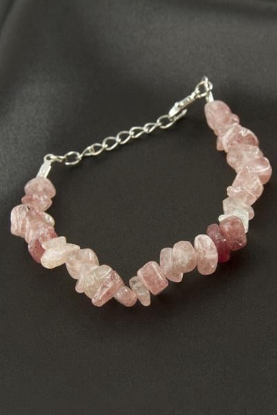 Pembe Kuvars Kırık Doğaltaş Bileklik