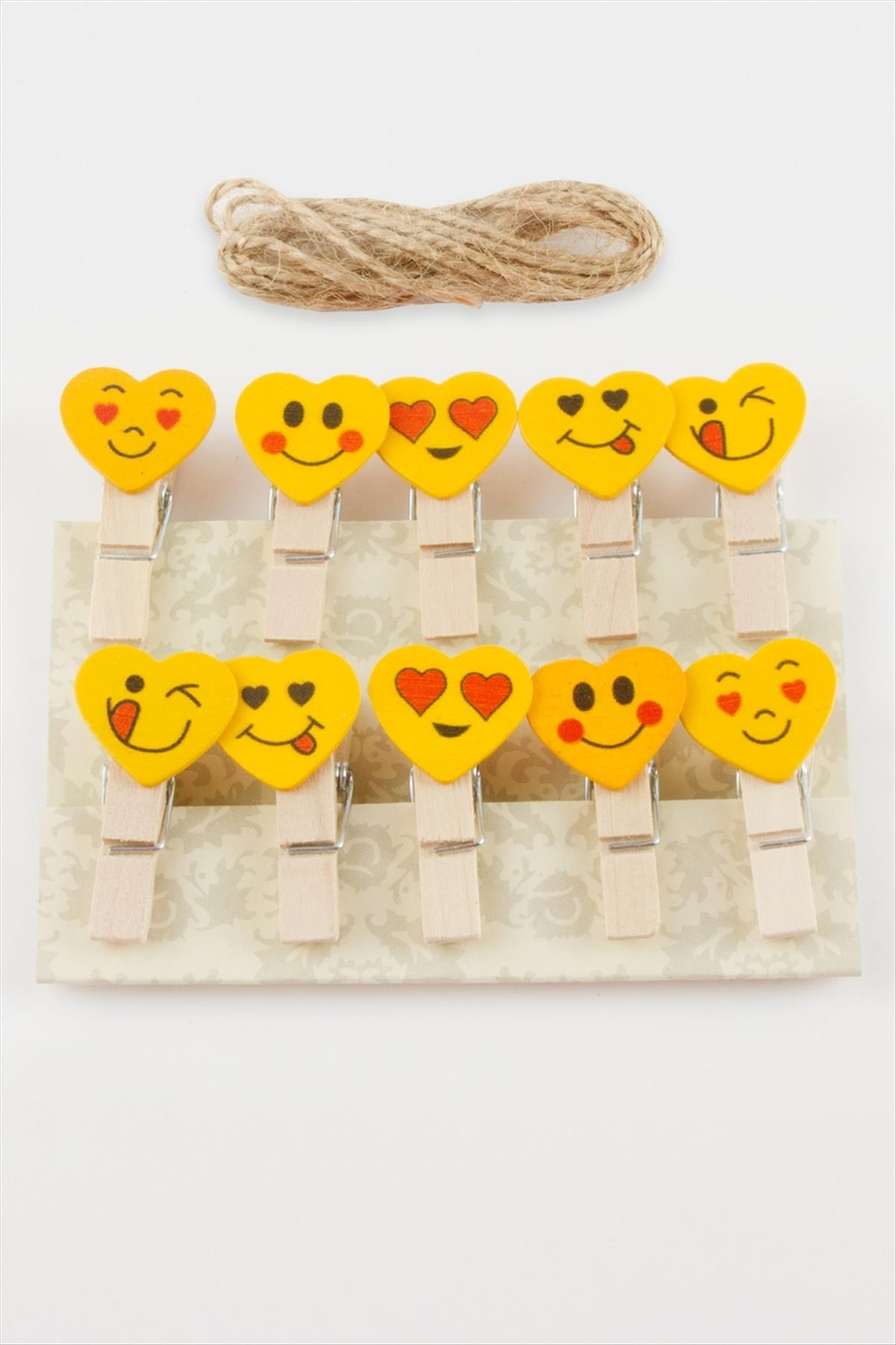 10 Adet Kalp Emoji Süs Mandal