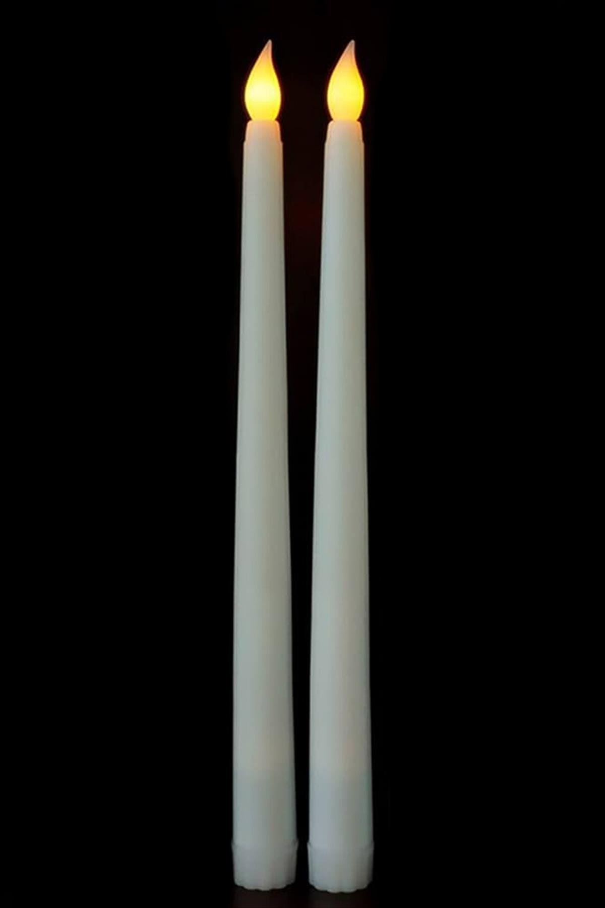 2 Adet Işıklı Şamdan Mum 34 cm