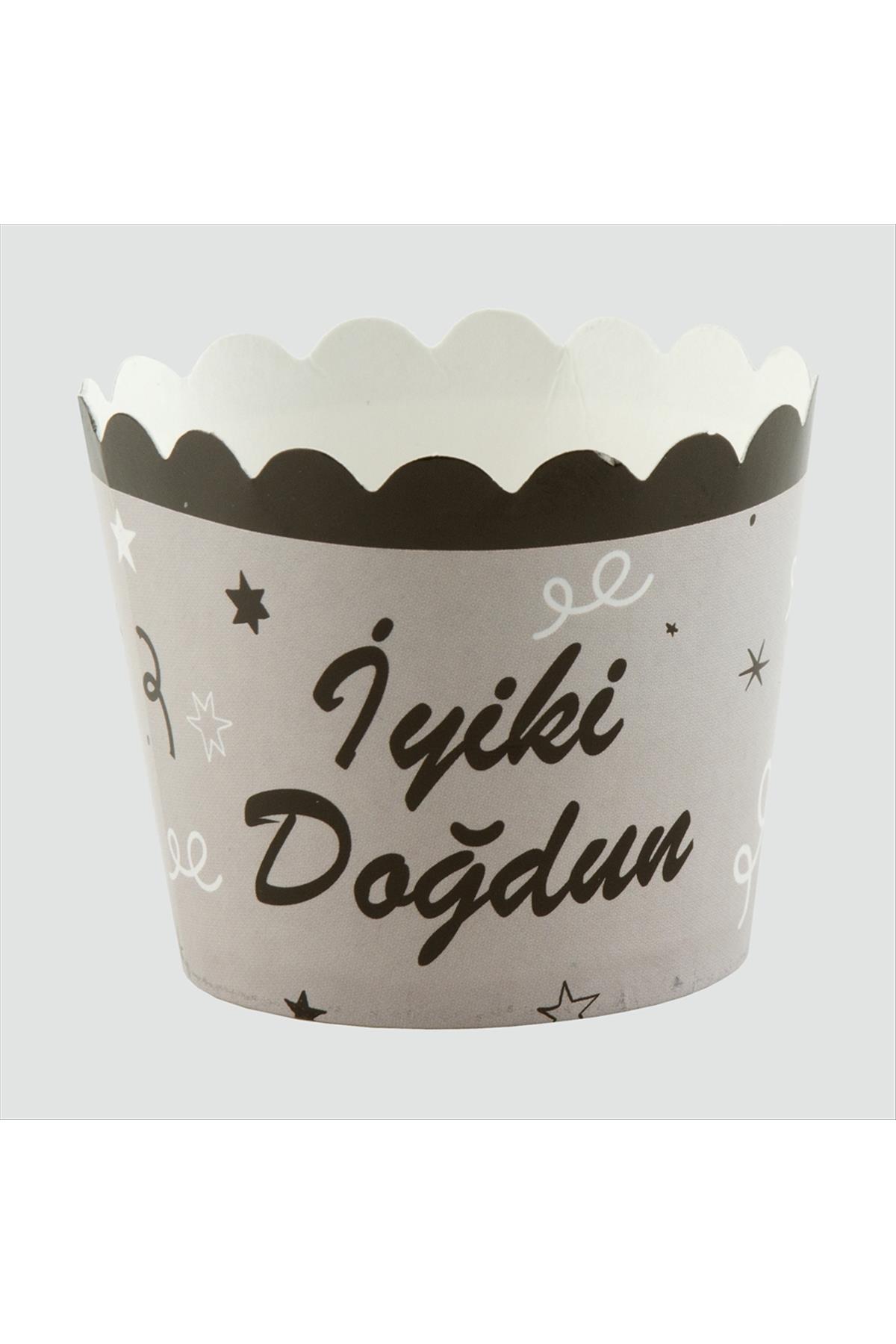 24 Adet İyiki Doğdun Yazılı Pasta Süsleme Kabı