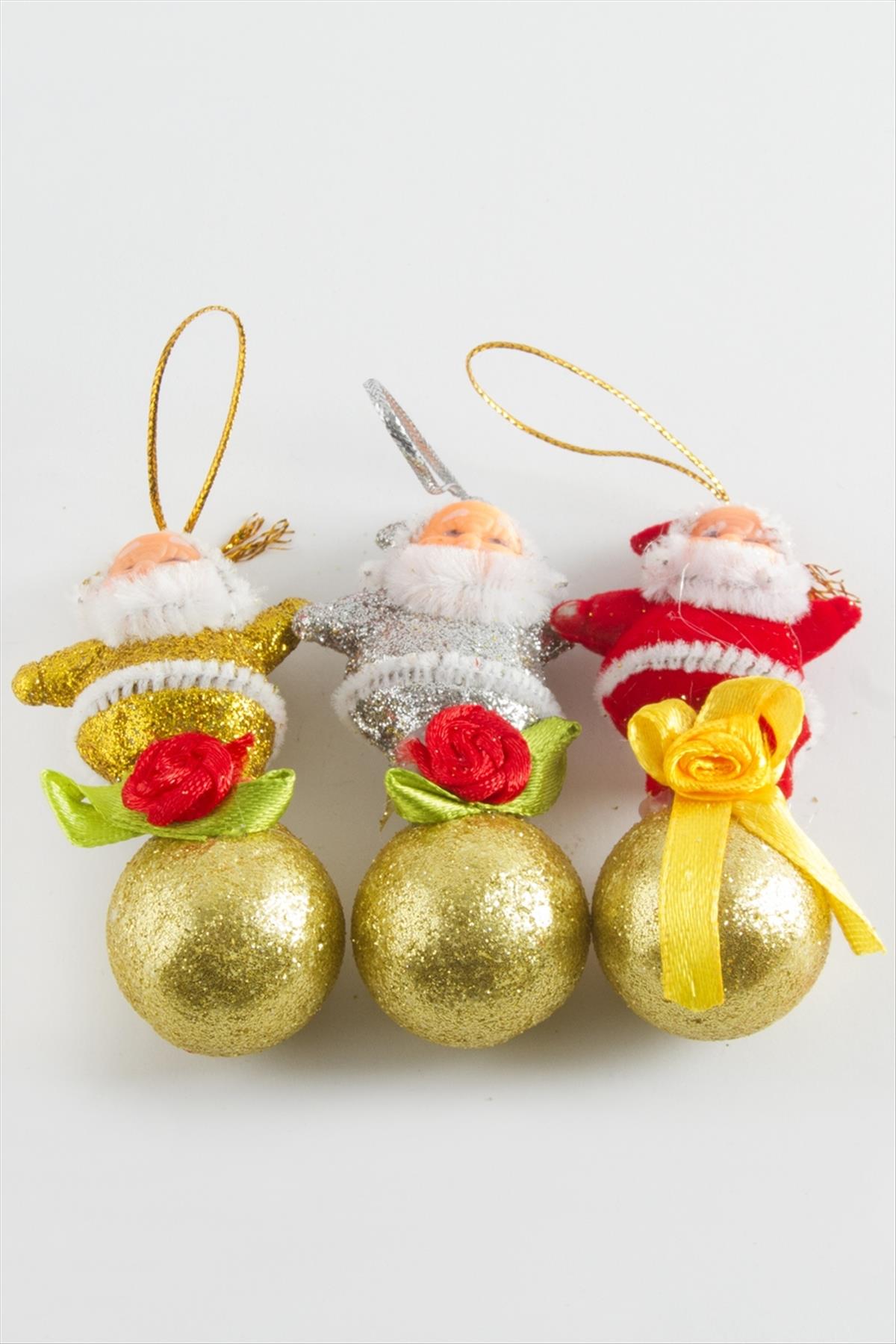 3 Adet Noel Baba Yılbaşı Ağaç Süsü