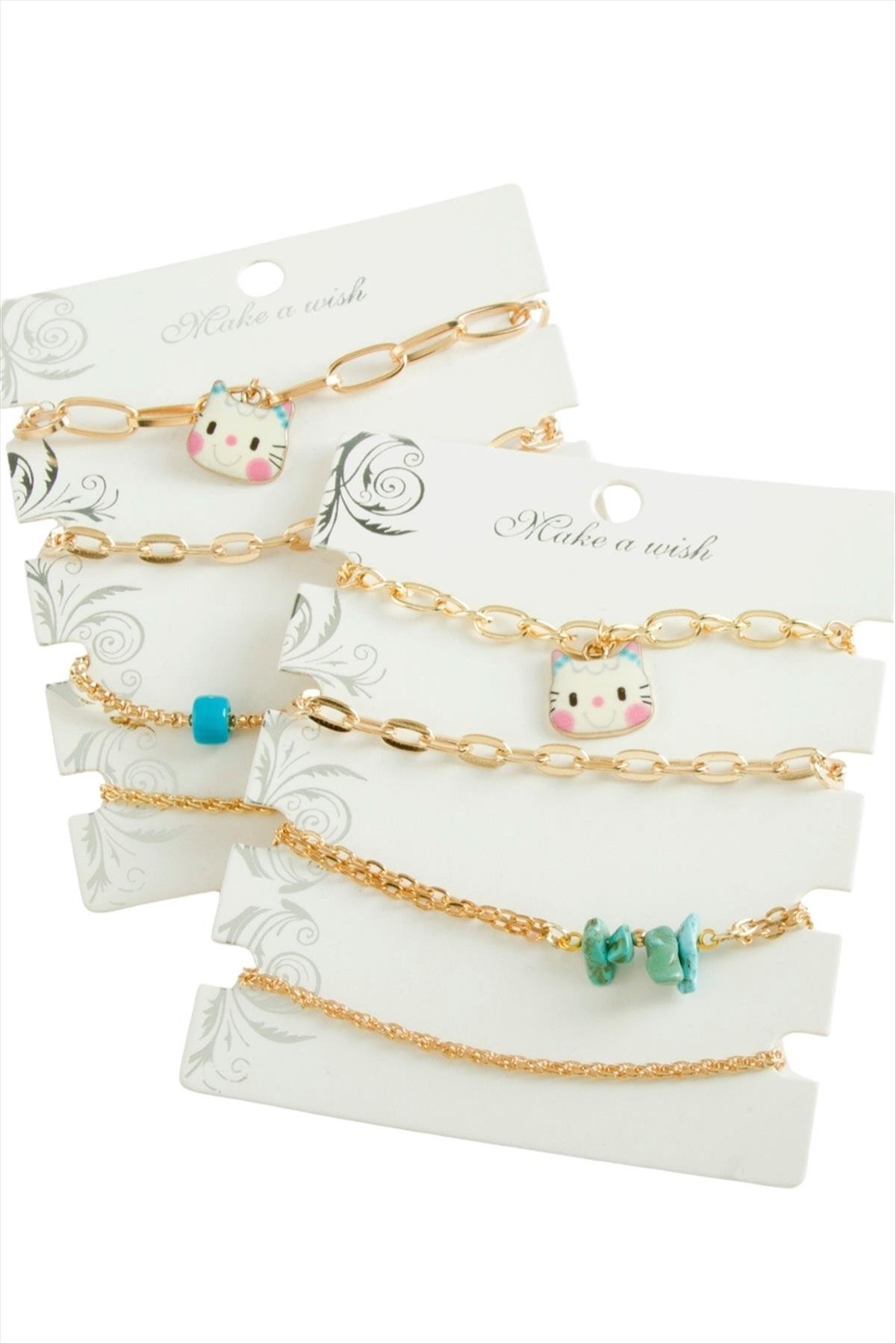 4 Adet Kedi Trend Zincir Bileklik