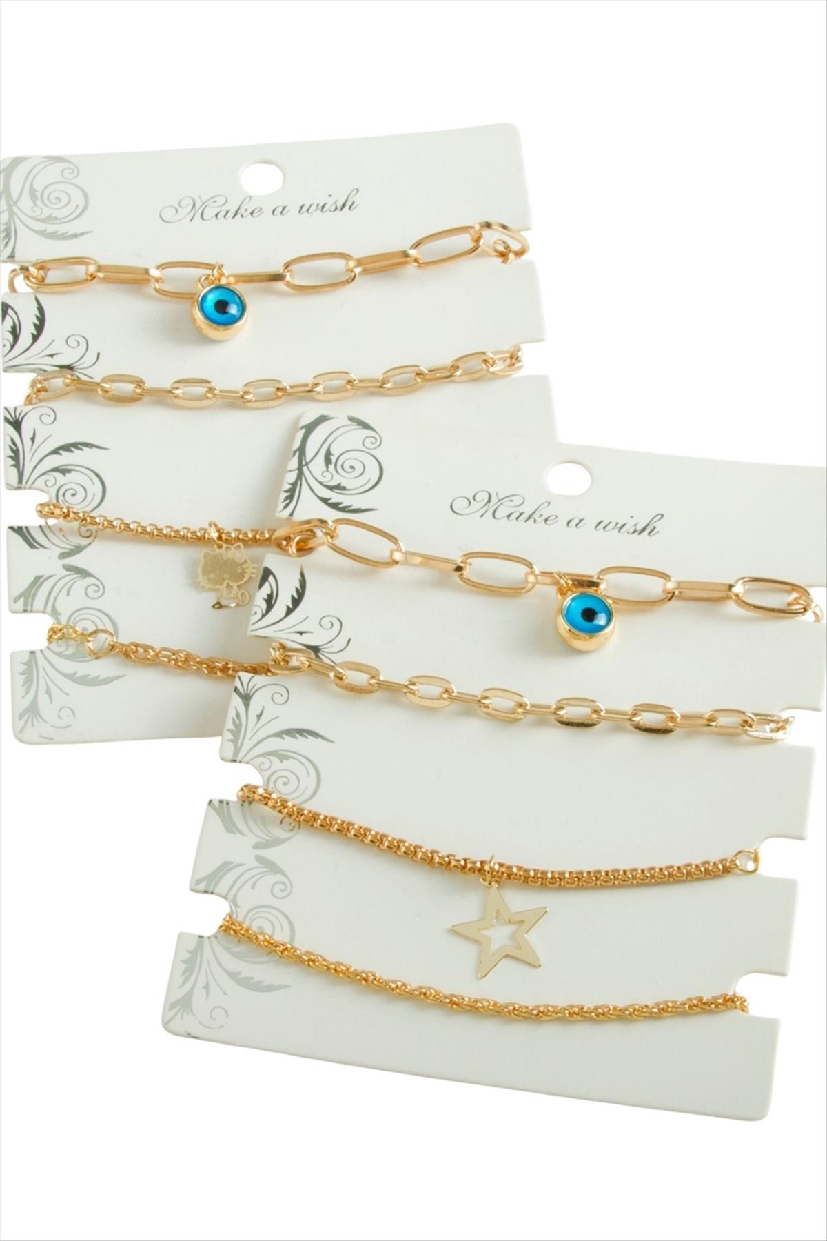 4 Adet Nazar Trend Zincir Bileklik