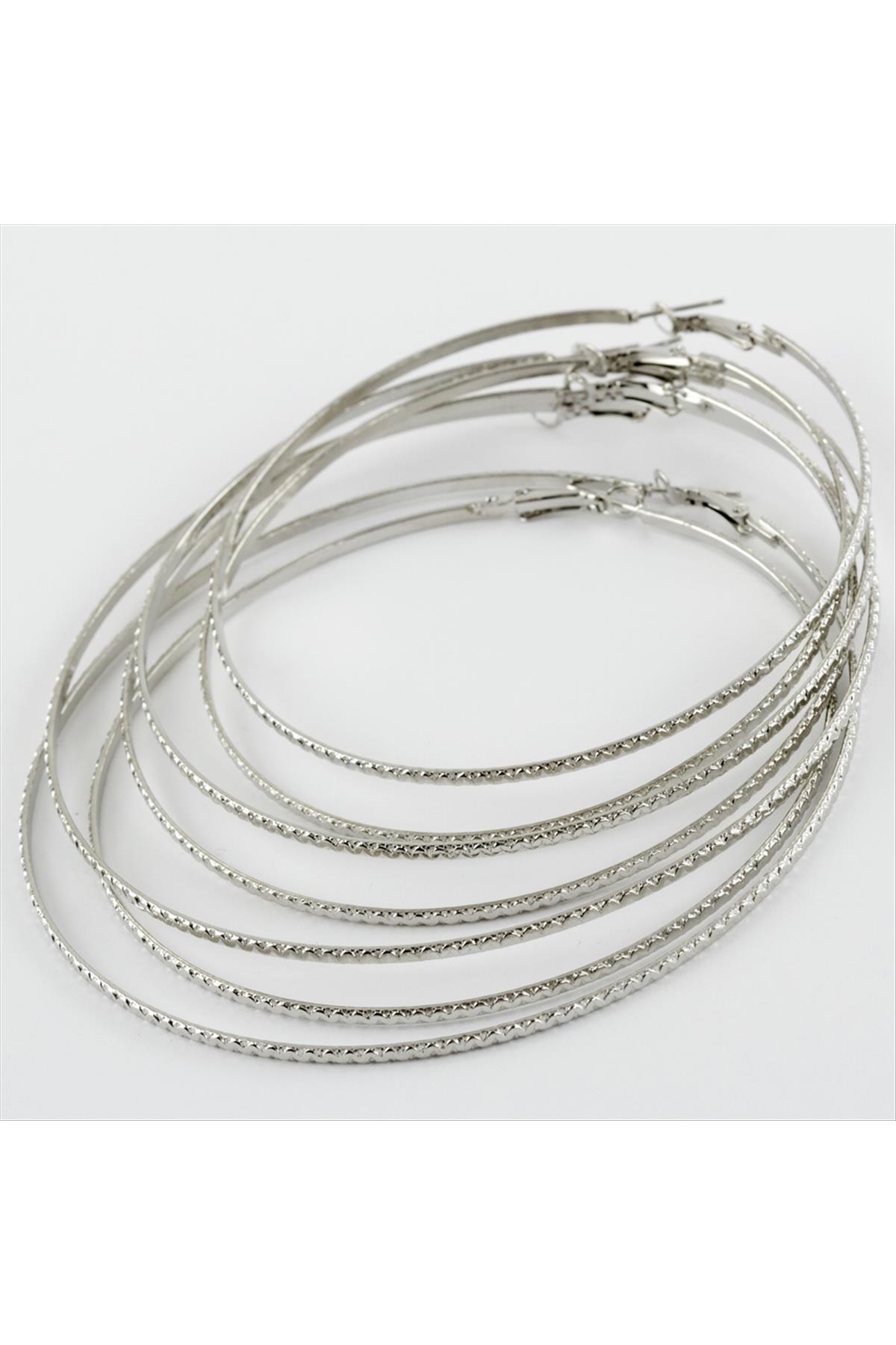 6 Adet Yeni Sezon Metal Halka Küpe Büyük 8-9-10 cm