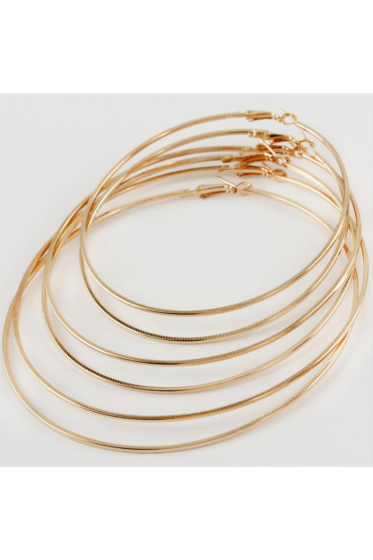 6 Adet Yeni Sezon Metal Halka Küpe Büyük 8-9-10 cm