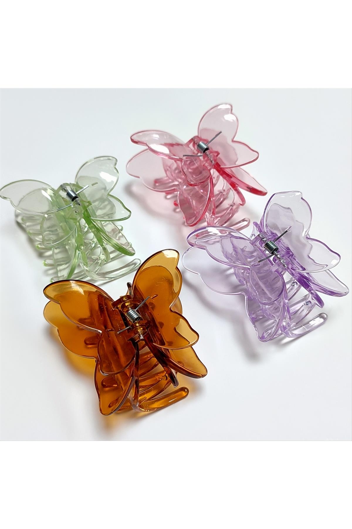 8 cm Çift Kanatlı Kelebek Şeffaf Renkli Mandal Toka 1 Adet 