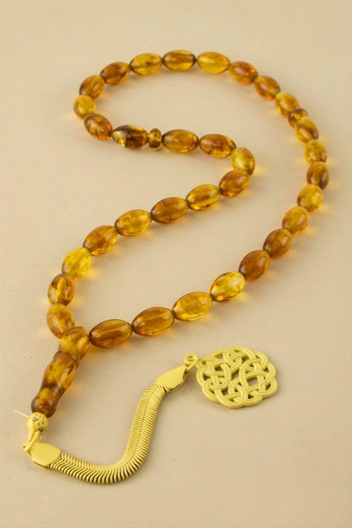8*1,3 mm Orjinal Sıkma Mısır Kesim Kehribar Tesbih