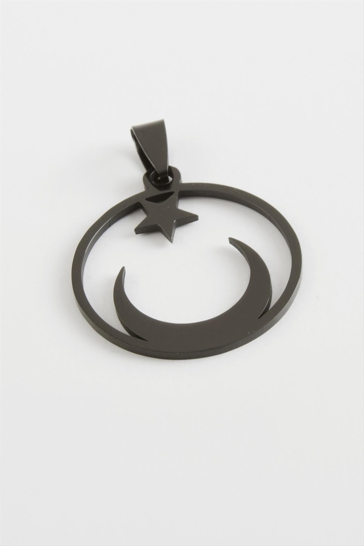 Ay Yıldız Çelik Kolye Ucu 3 cm