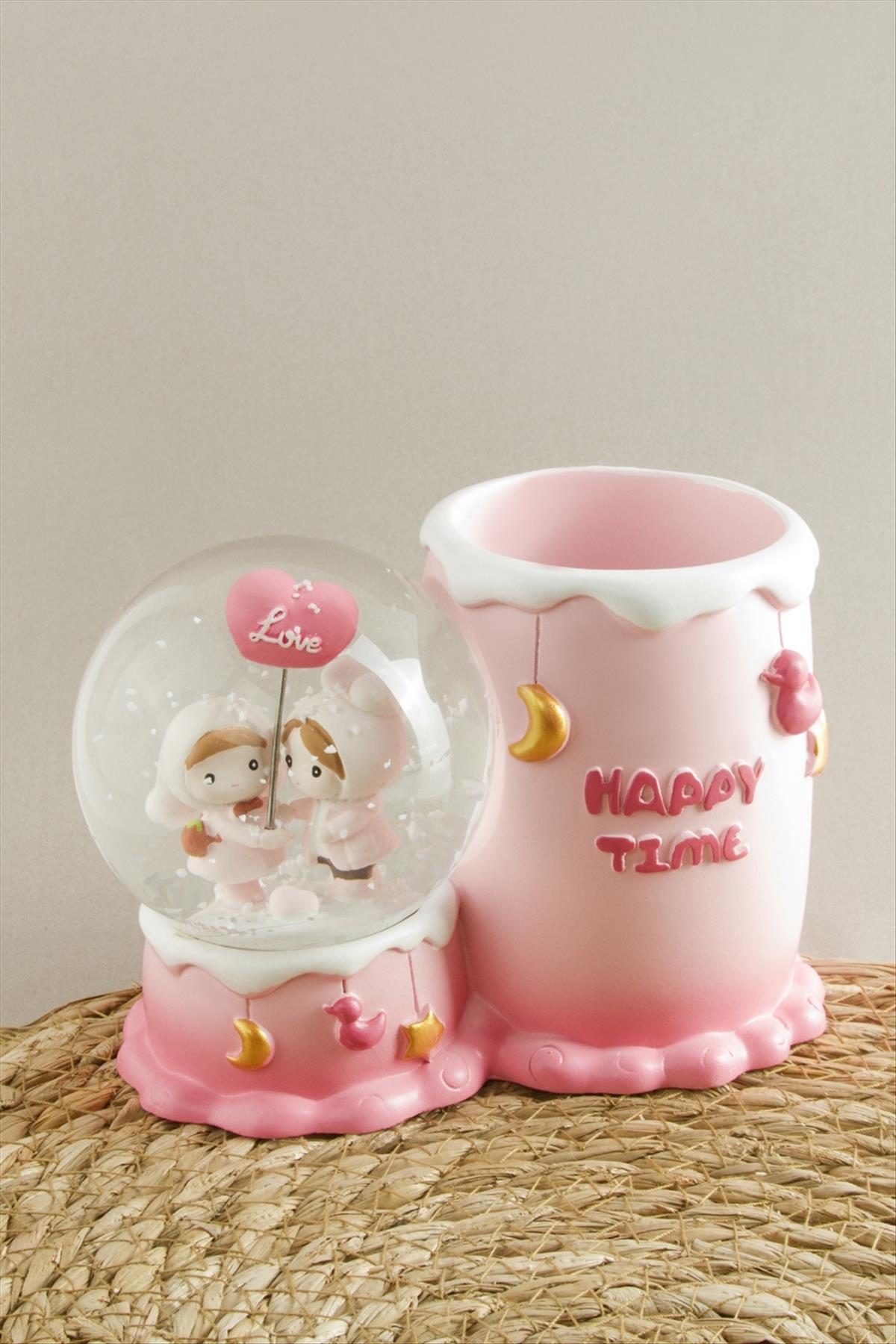 Balonlu Kız Çocuklar Işıklı Kar Küresi Orta