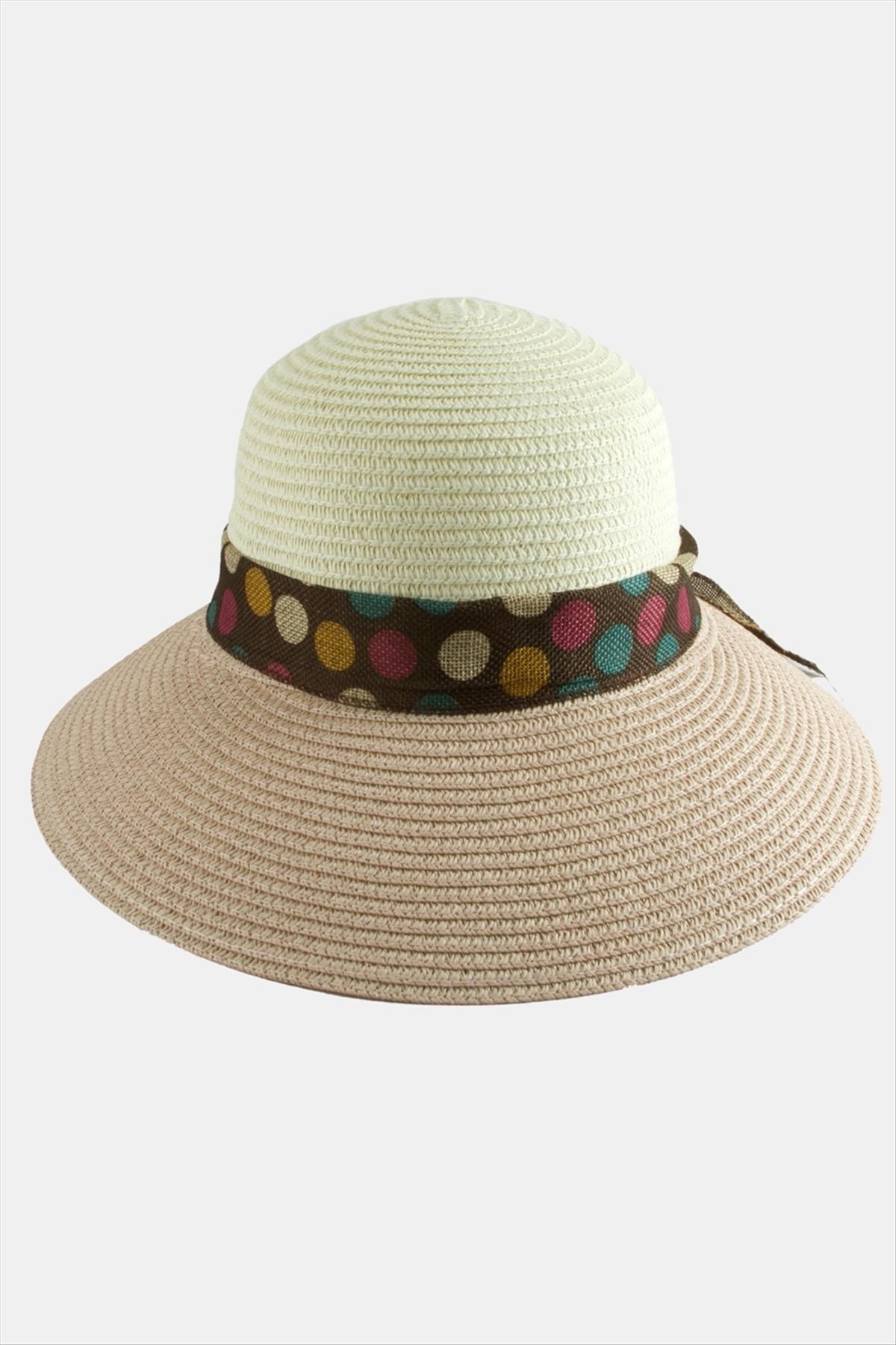 Benekli Fiyonglu Hasır Şapka