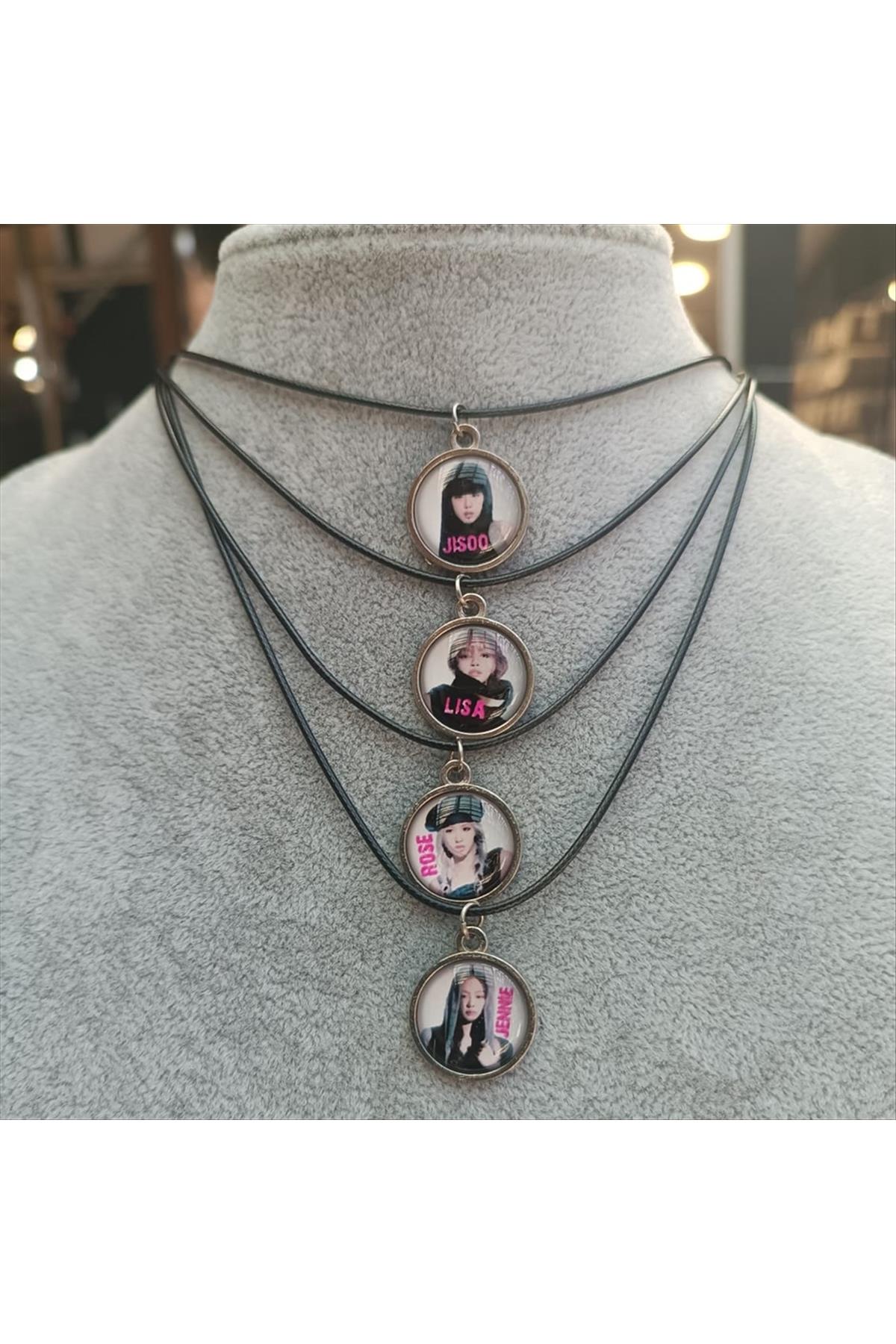 Black Pink Uçlu Kolye