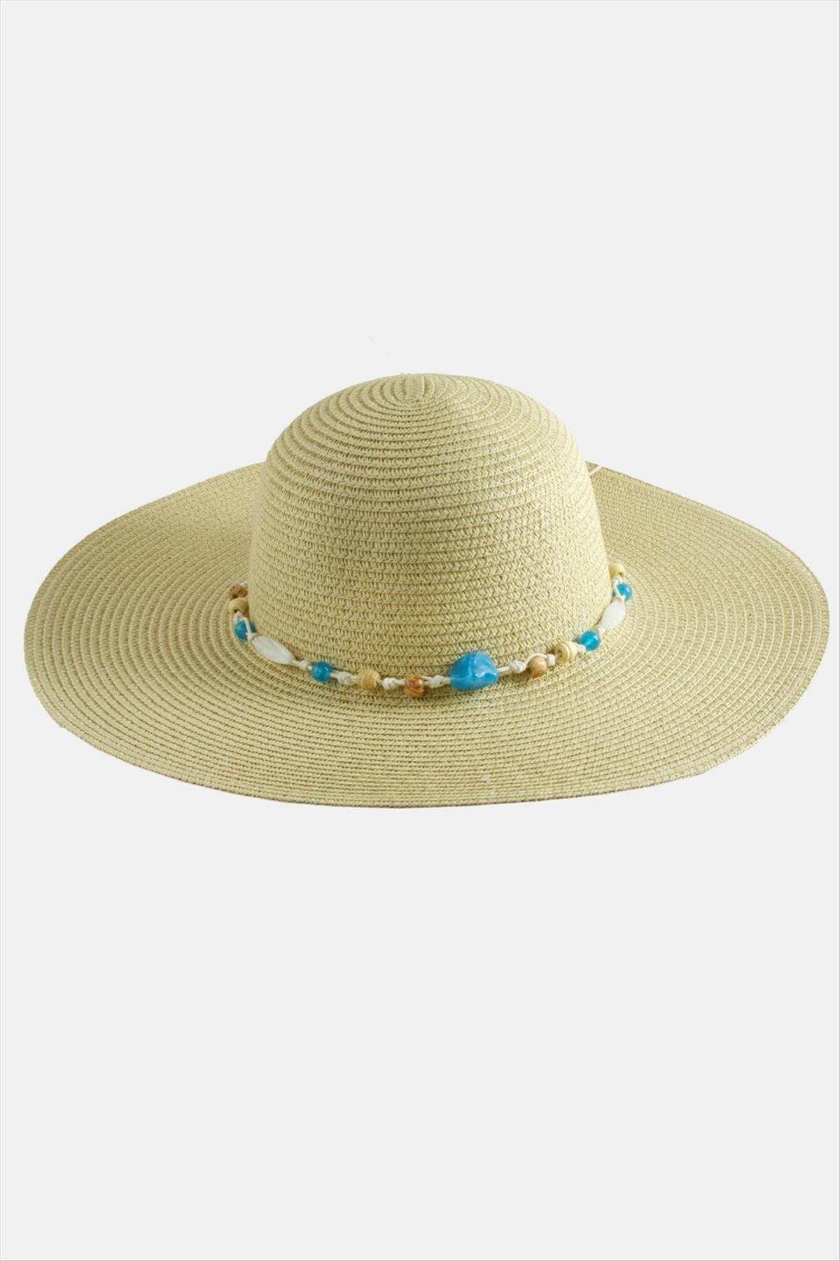 Boncuklu Hasır Şapka