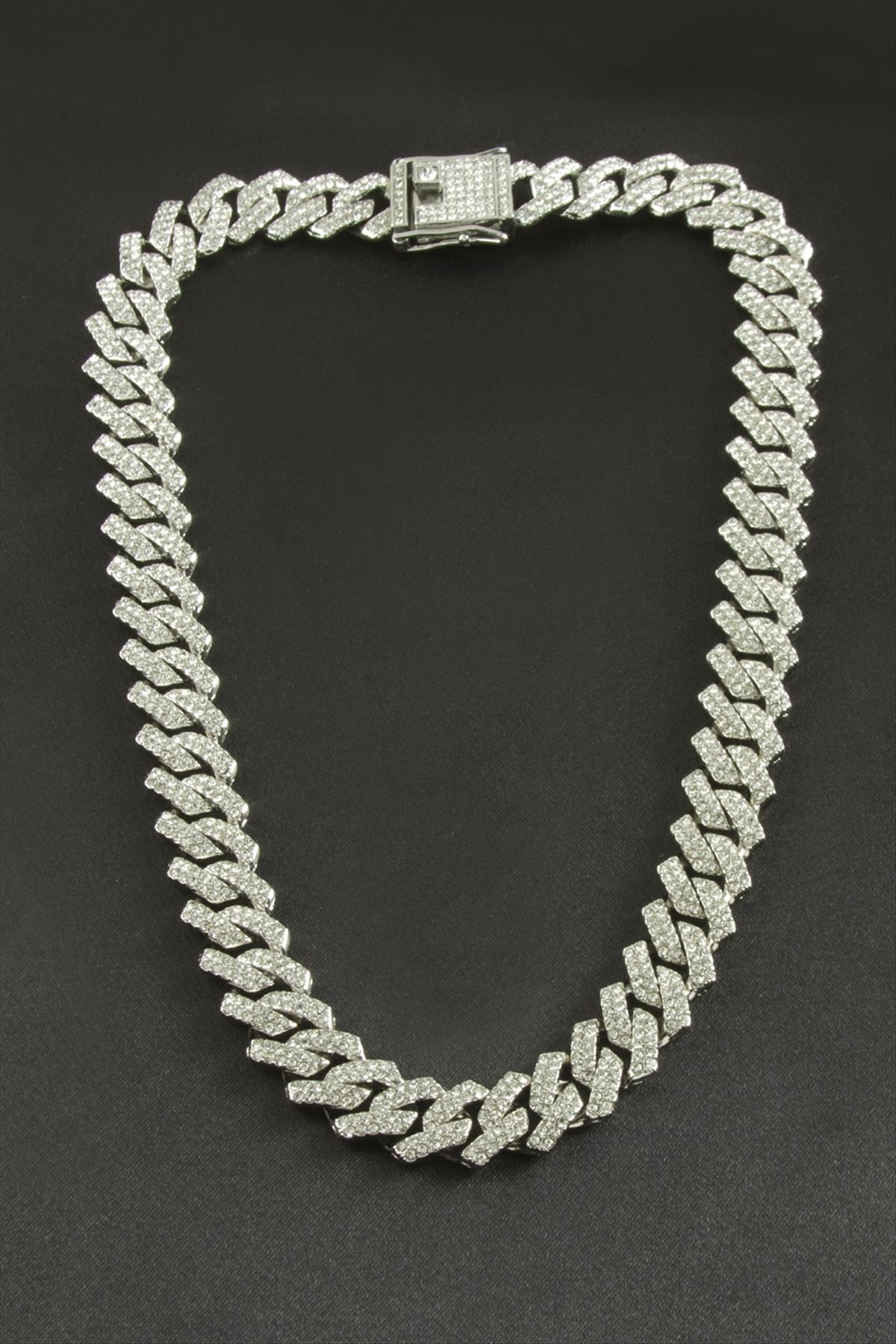 Chain Zikzak Zirkon Taşlı Lüks Çelik Kolye