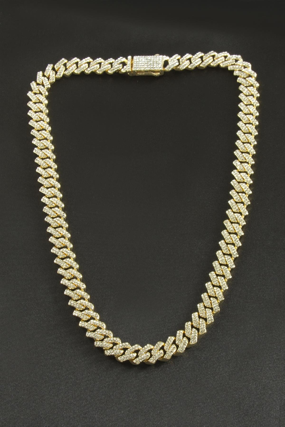 Chain Zikzak Zirkon Taşlı Lüks Çelik Kolye